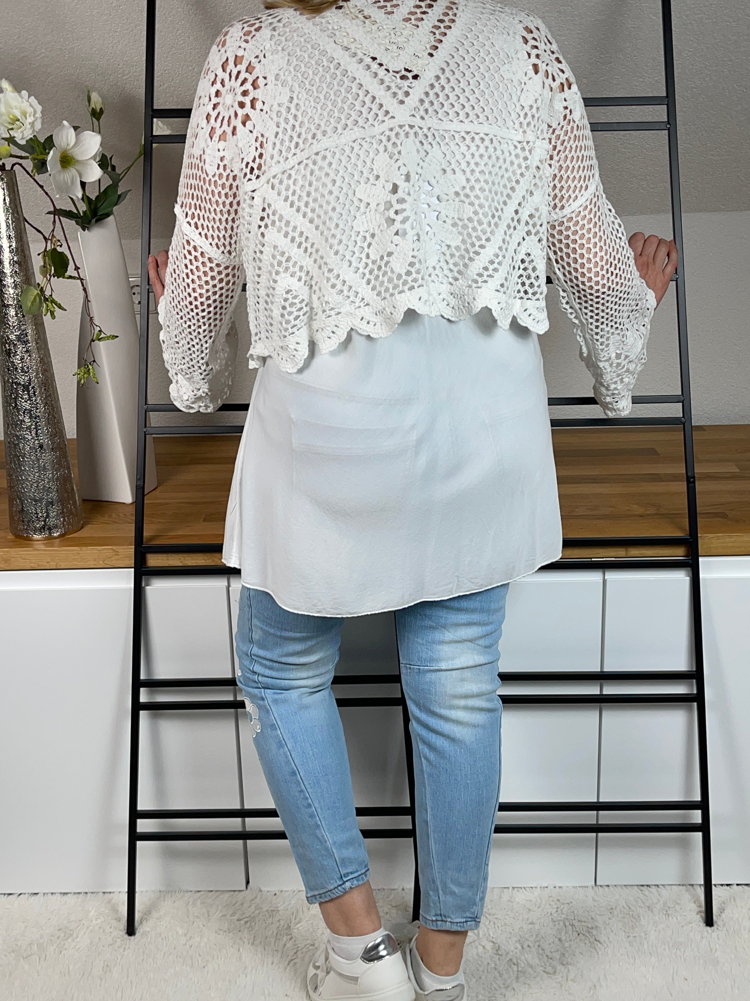 Top - Blusentop mit Kette „Franzi“ Einheitsgrösse Gr. 36 - 44/46 in 8 Farben