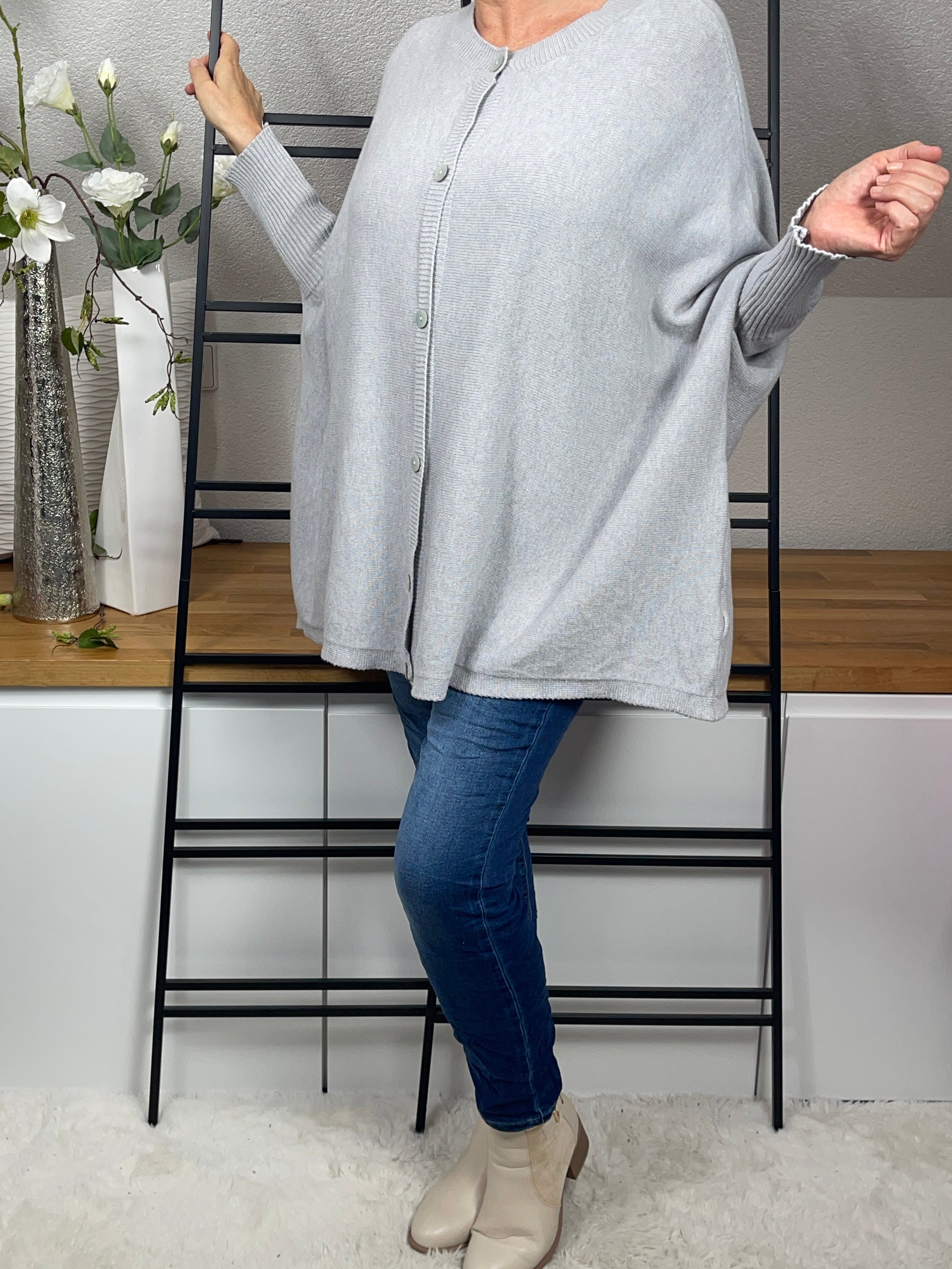 Damen Poncho Strickjacke Einheitsgrösse Gr. 38 - 48 in 2 Farben