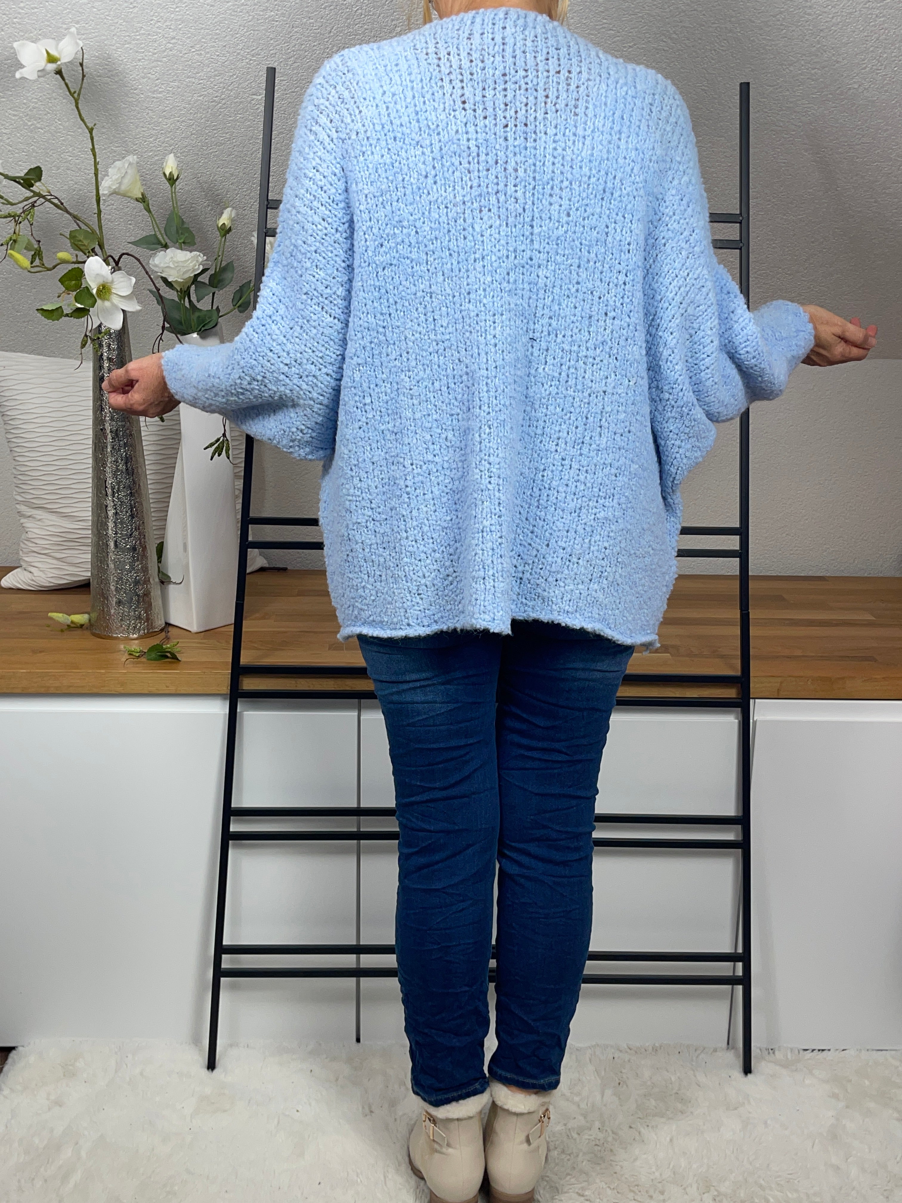 Damen „Boucle“ Strickjacke mit Alpaka Einheitsgrösse Gr. 38 - 46 in 4 Farben