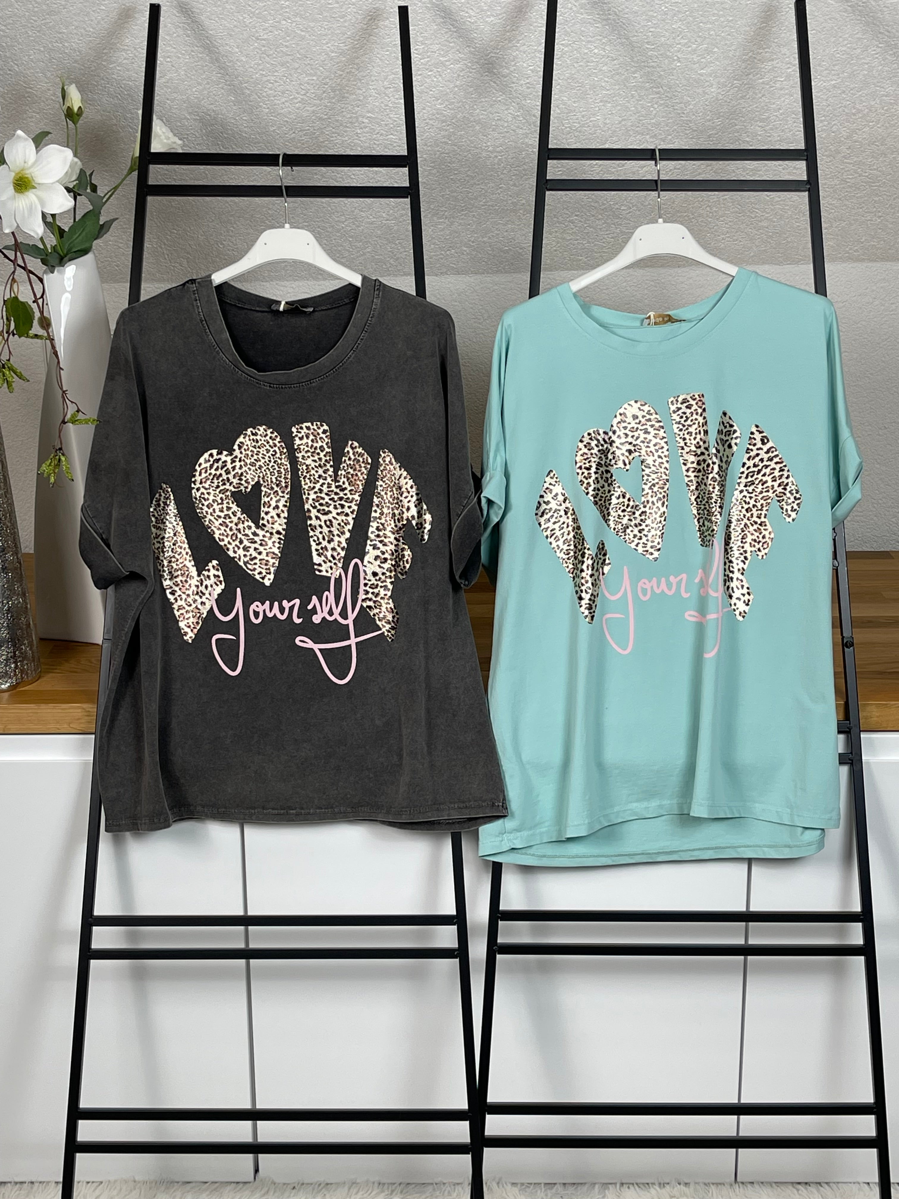 T - Shirt „Love yourself“ Einheitsgröße Gr. 38 - 42 in 6 Farben