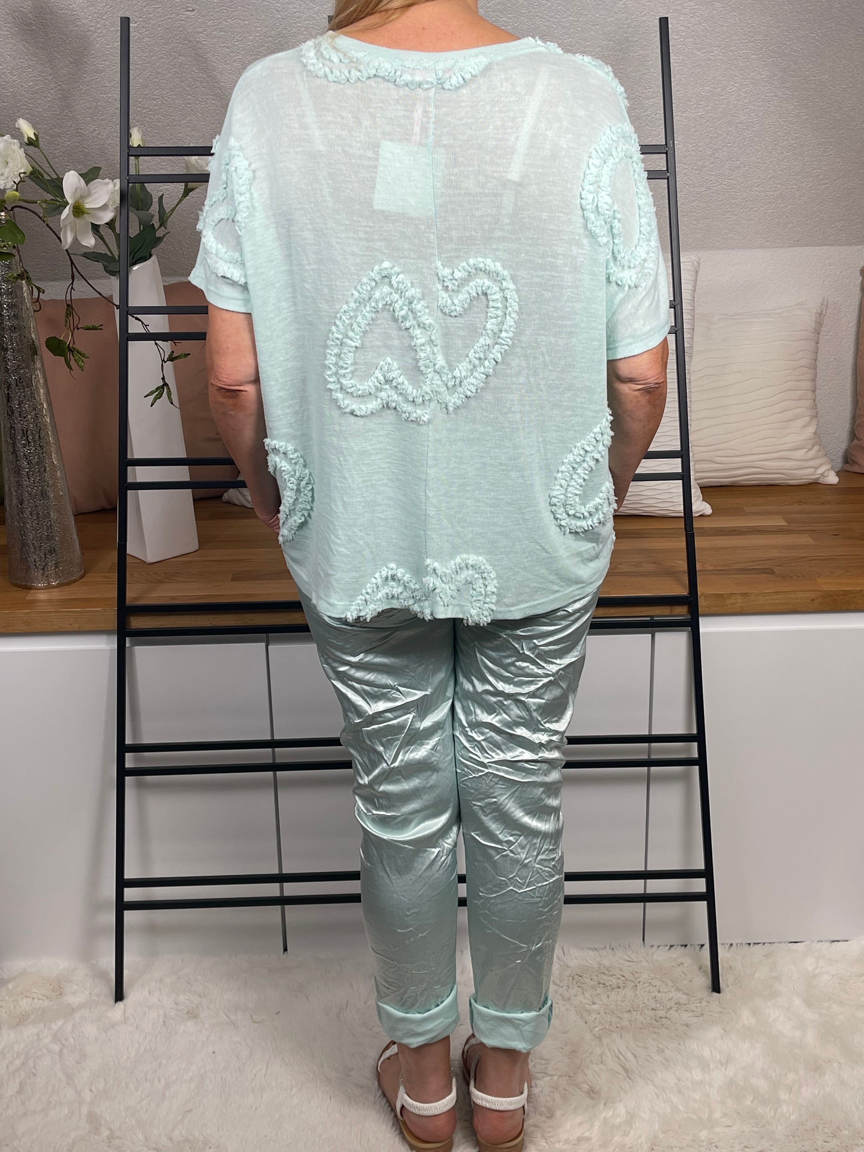 Damen Pullover - T - Shirt „Herzle“ Einheitsgröße Gr. 38 - 44 in 7 Farben