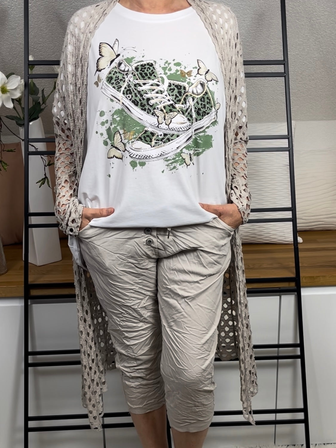 Damen T - Shirt „Sneaker“ Einheitsgrösse Gr. 44 - 48 in 4 Farben