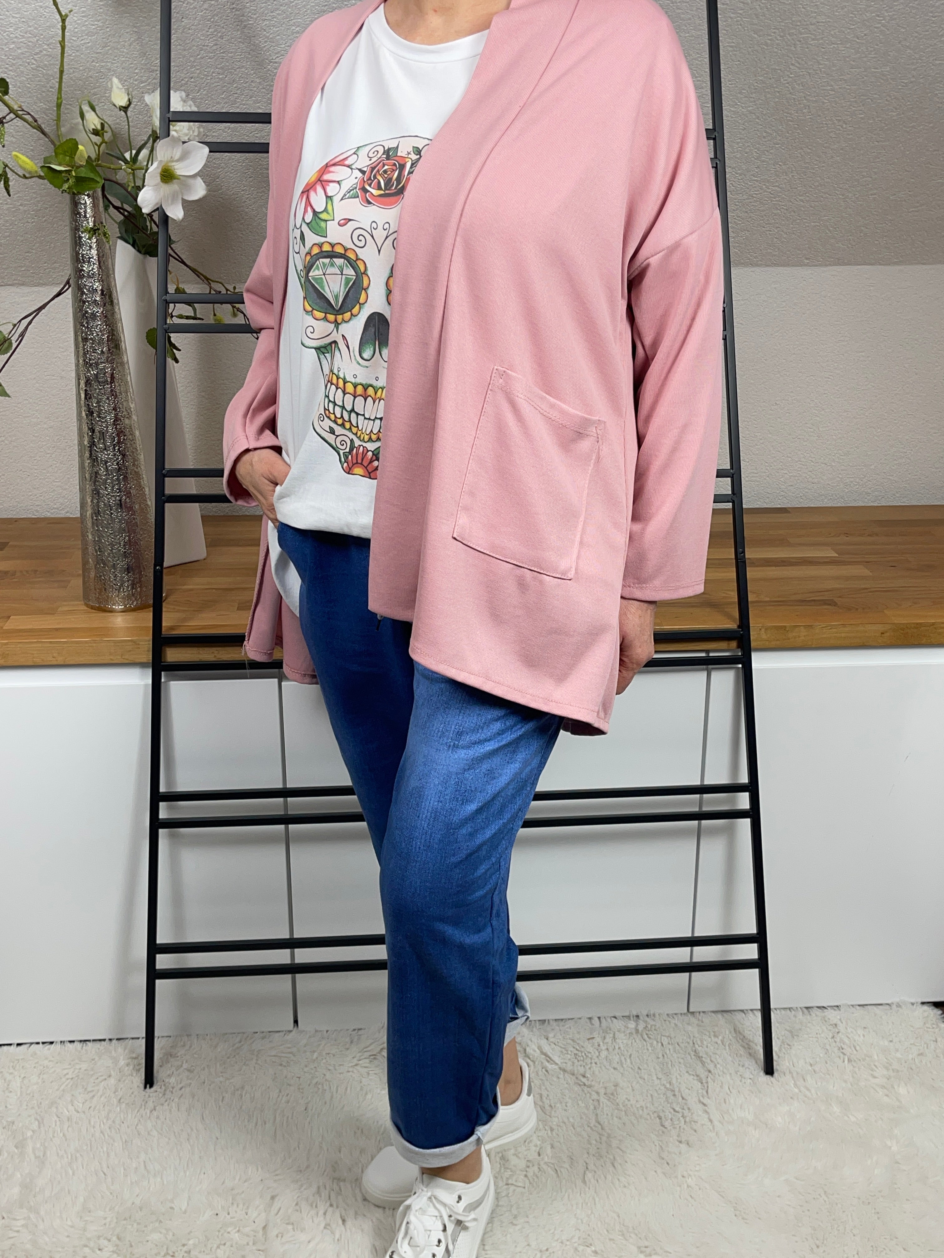 Damen - Sweat - Blazer Einheitsgrösse Gr. 42 - 48 in rosa