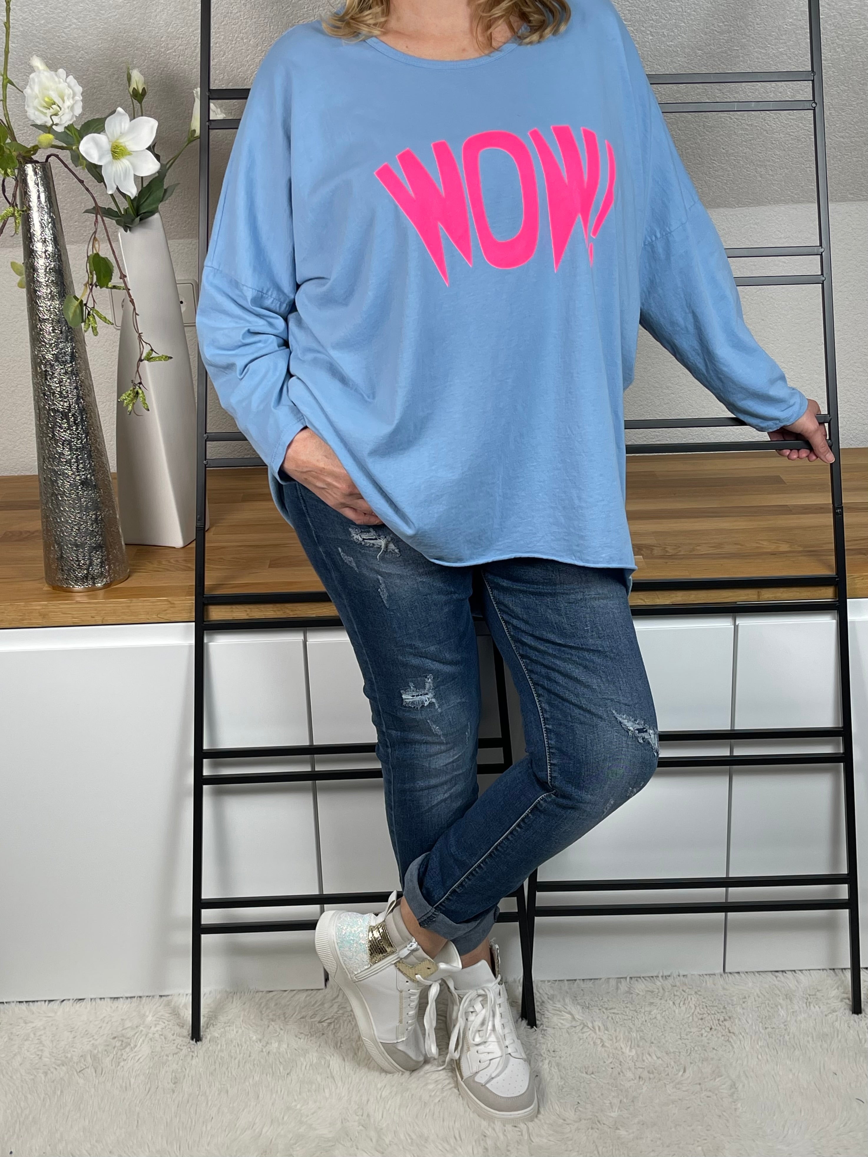 !!!!KEINE RETOURE MÖGLICH!!!!
Maxi - Shirt „WOW“ Einheitsgrösse Gr. 38 - 48