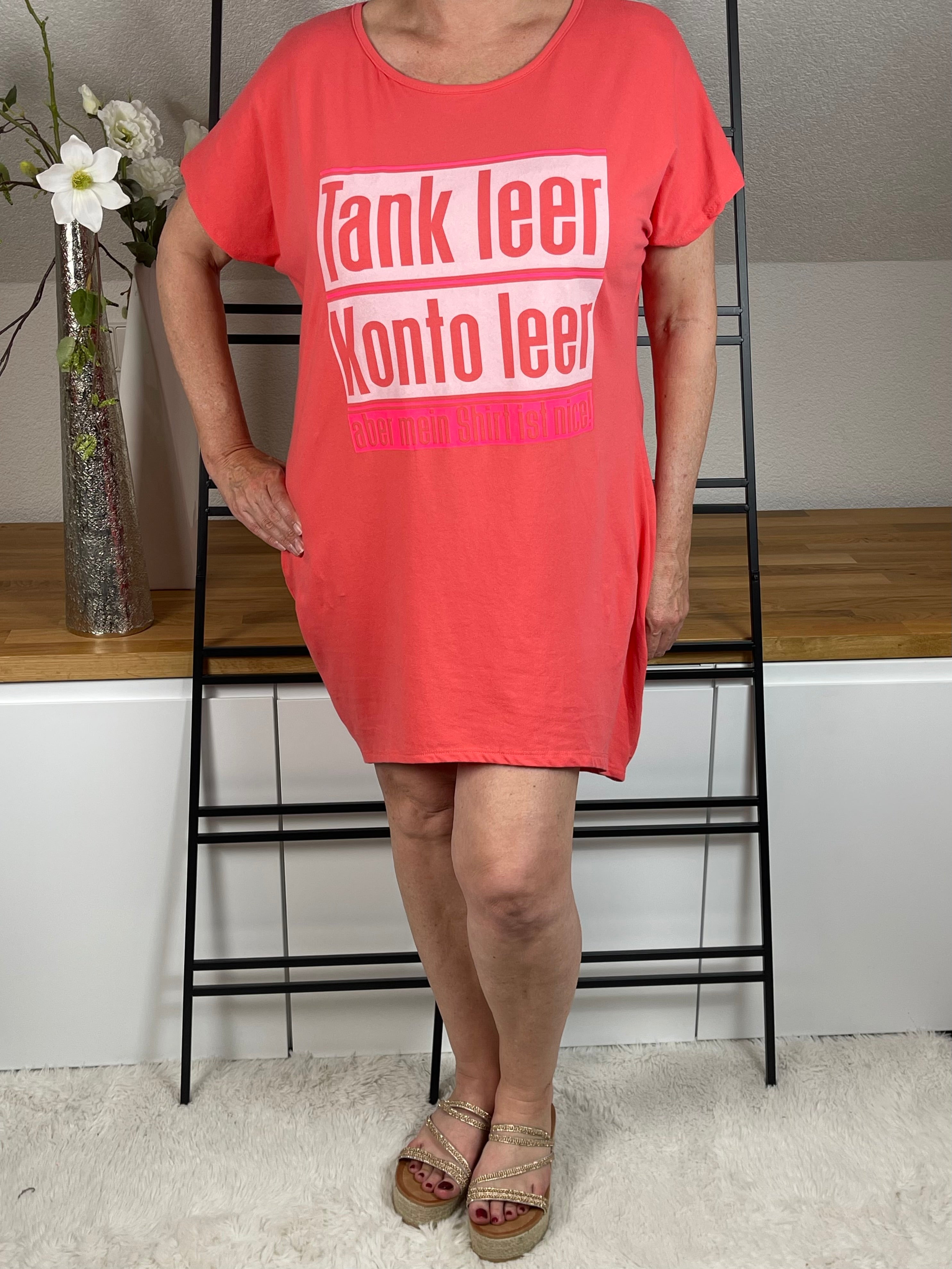 !!!!KEINE RETOURE MÖGLICH!!!!Maxi - Shirt - Kleid „Tank leer…“ Einheitsgrösse Gr. 40 - 46 in 2 Farben