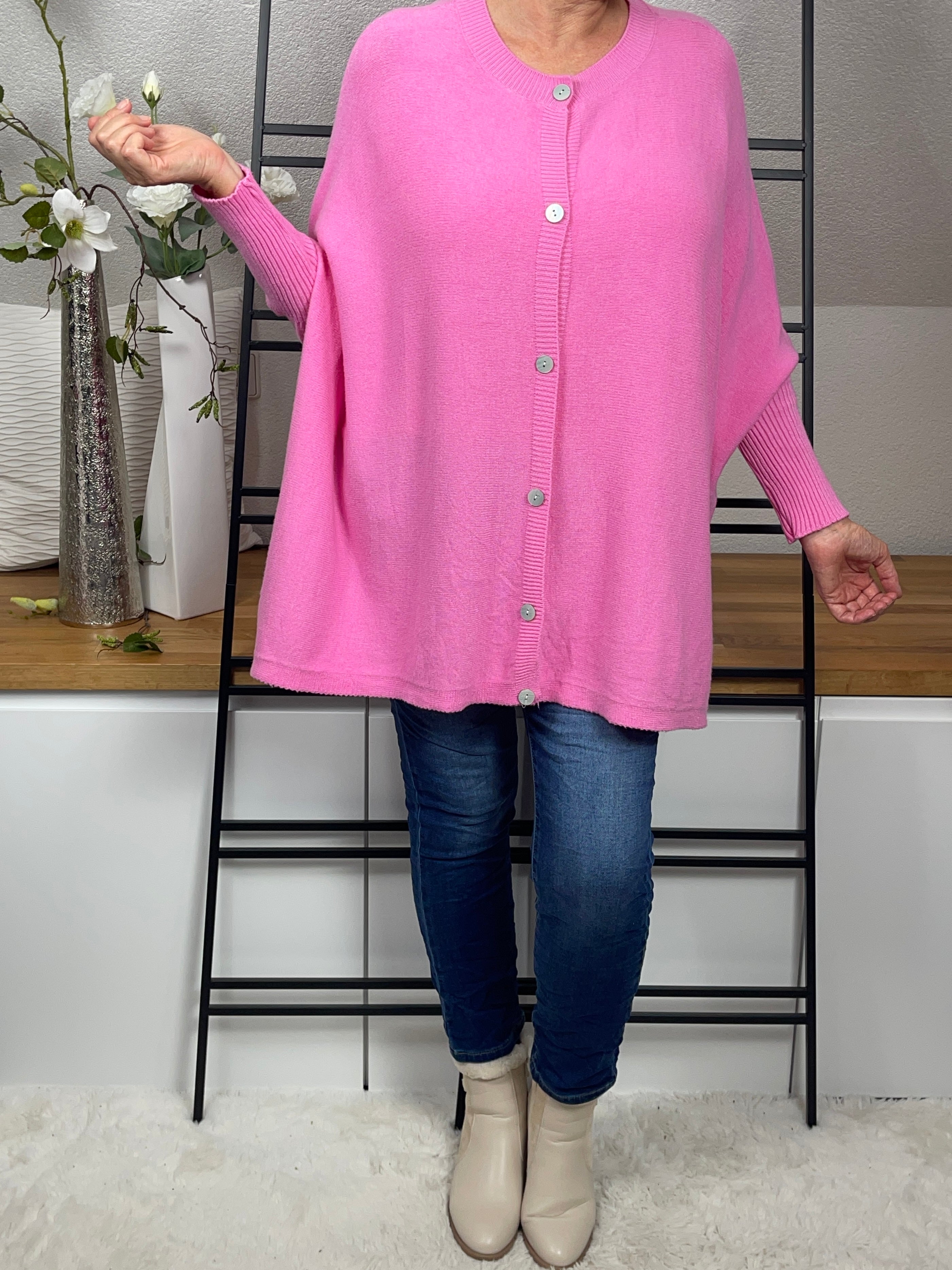 Damen Poncho Strickjacke Einheitsgrösse Gr. 38 - 48 in 2 Farben