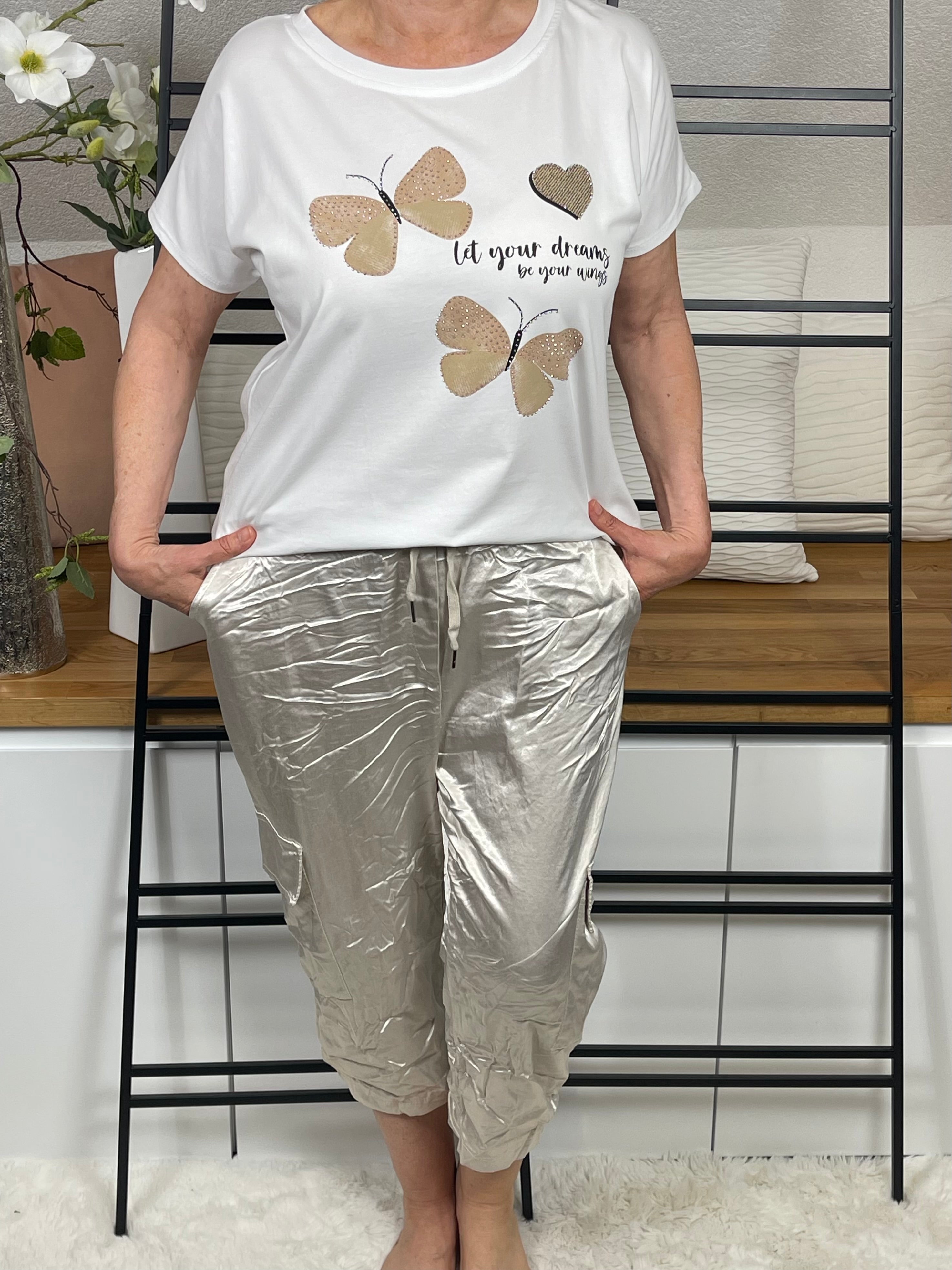 Damen- T - Shirt „Schmetterling“ Einheitsgrösse Gr. 36 - 44 in 3 Farben