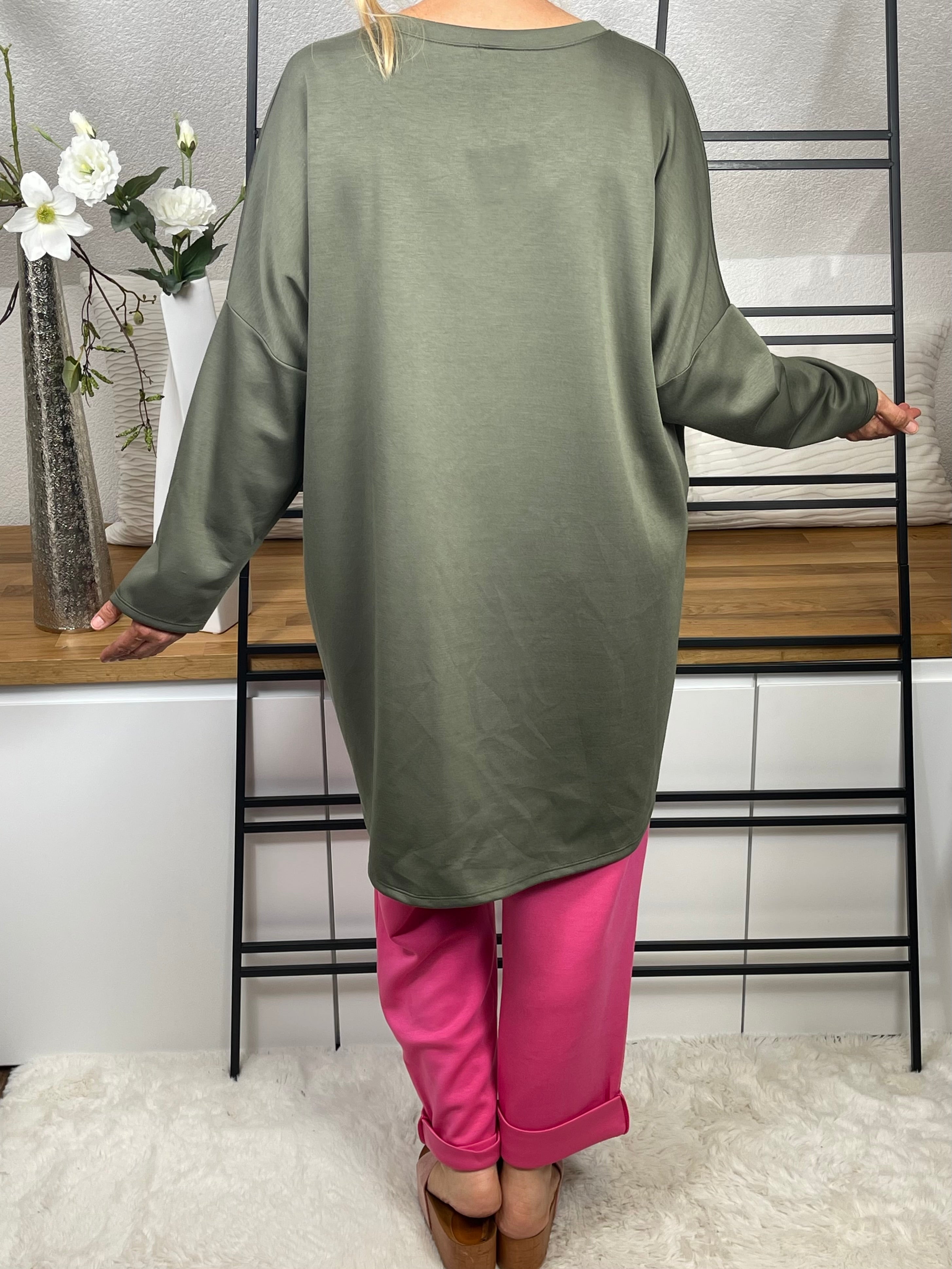 Damen - Sweatshirt „Mickey Mouse“ Einheitsgrösse Gr. 42 - 48 in khaki