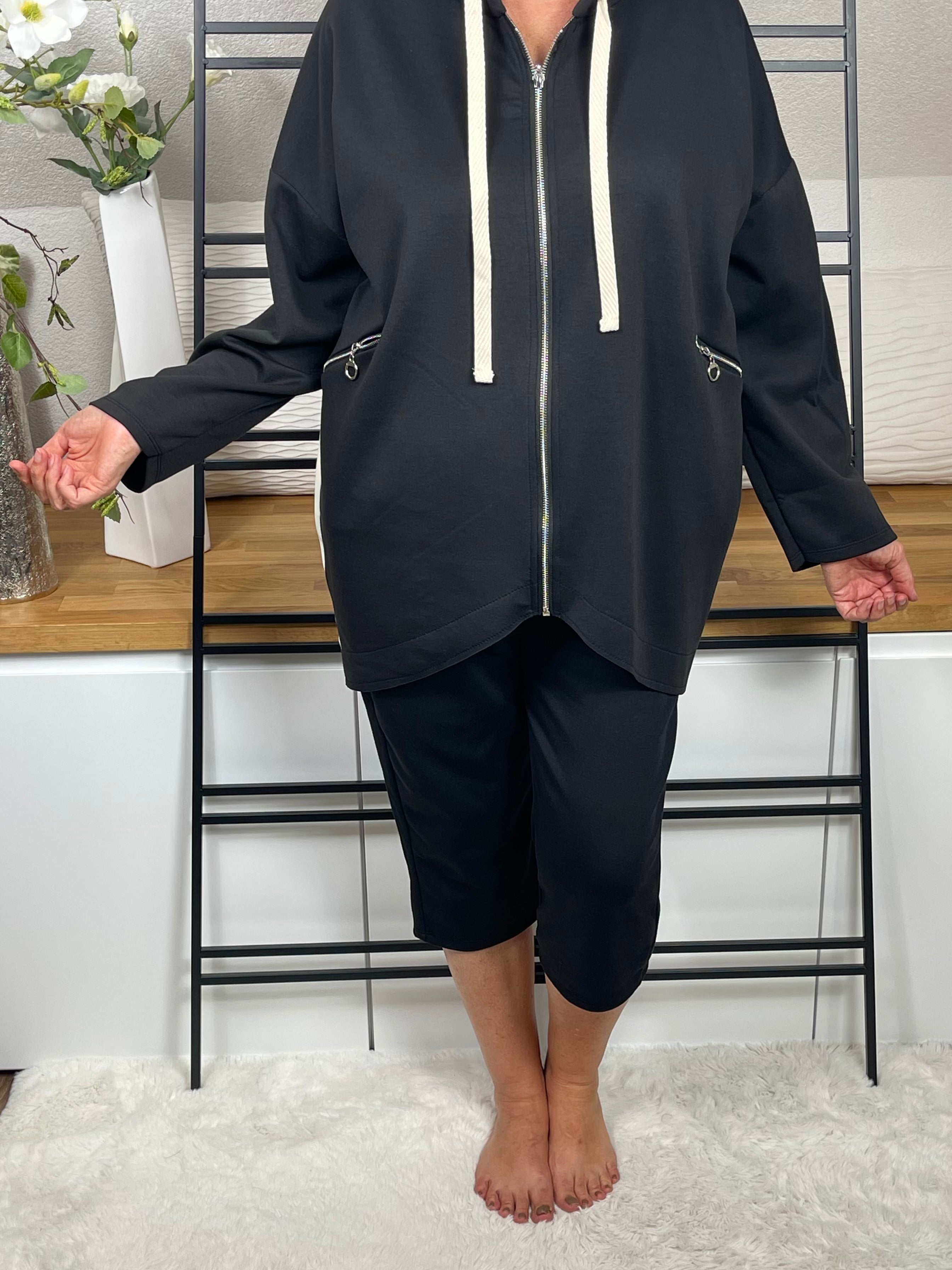 Damen Sweat - Jacke „Mickey“ mit Kapuze Einheitsgrösse Gr. 38 - 46 in 3 Farben