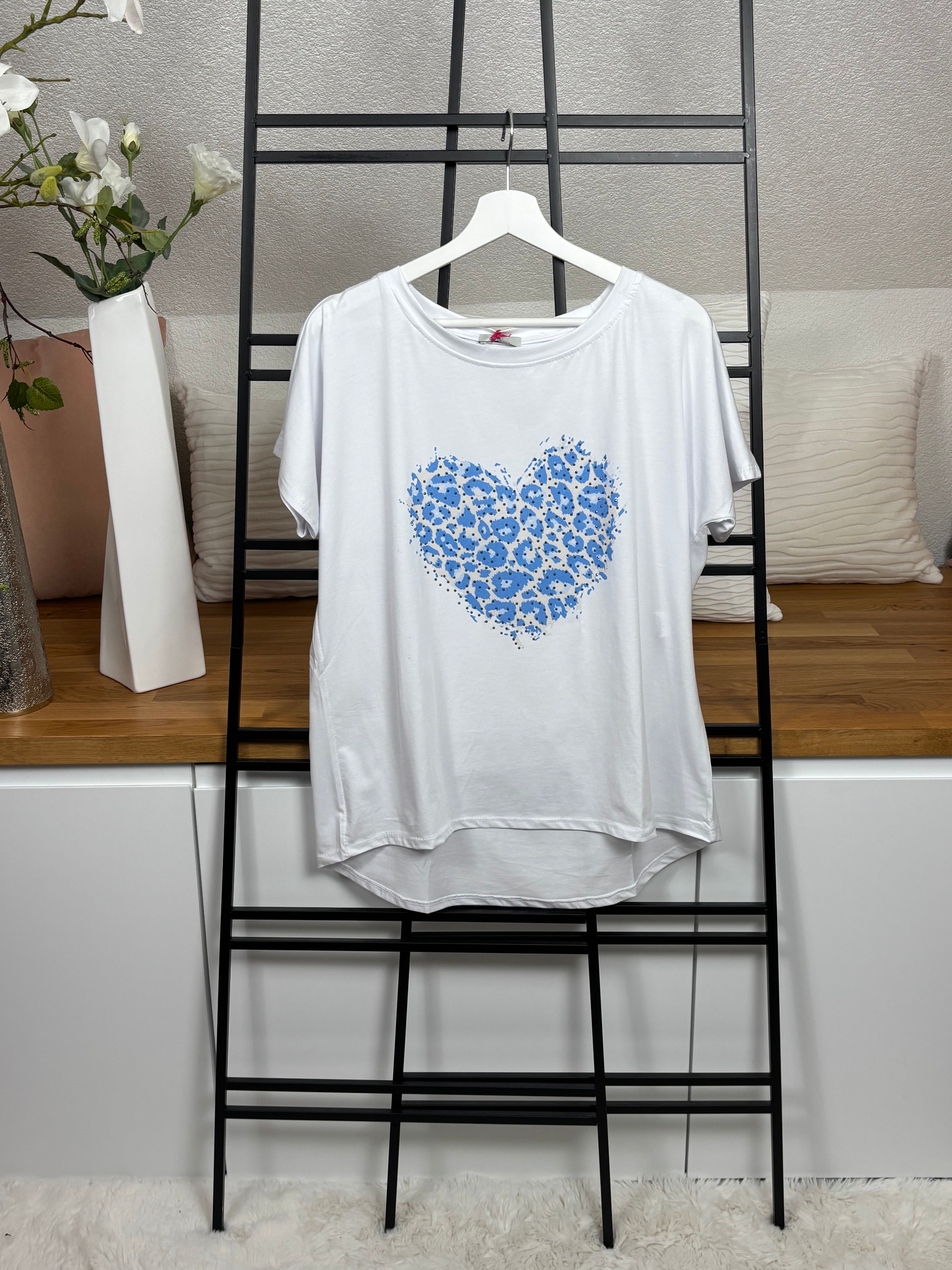 Damen - T - Shirt „Animal Herz“ Einheitsgrösse Gr. 36 - 44 in 2 Farben