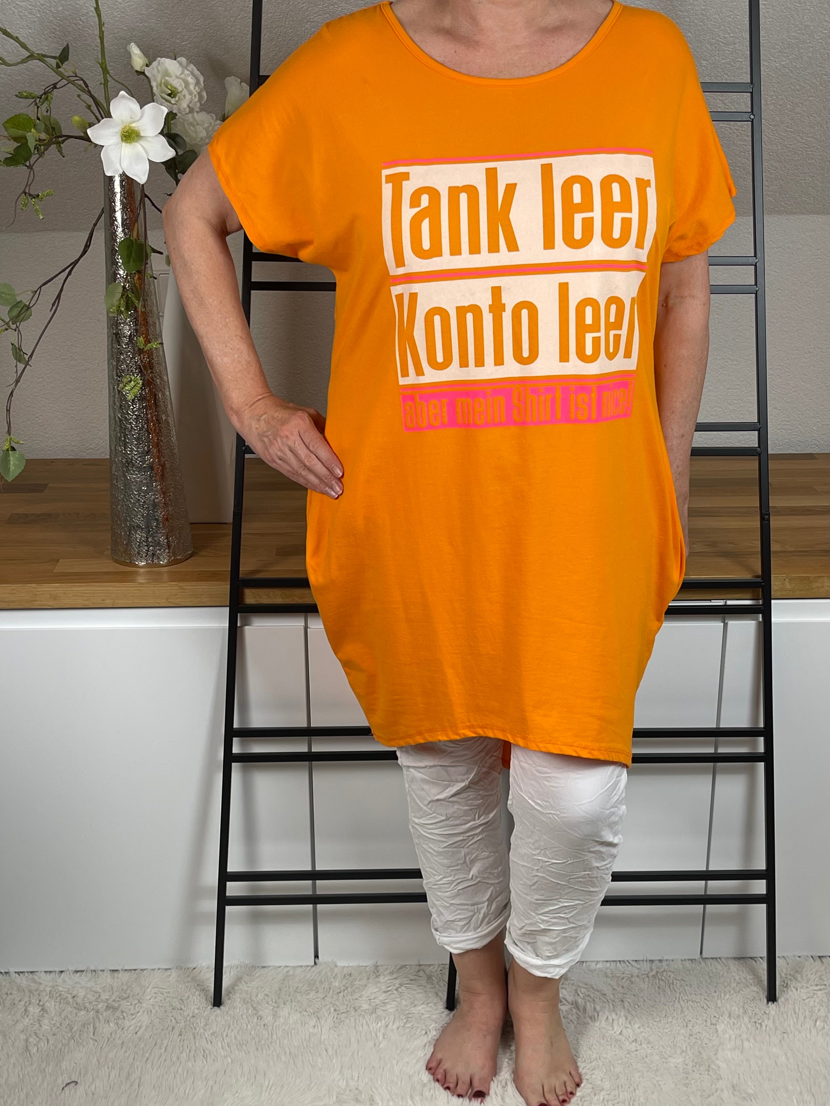 !!!!KEINE RETOURE MÖGLICH!!!!Maxi - Shirt - Kleid „Tank leer…“ Einheitsgrösse Gr. 40 - 46 in 2 Farben
