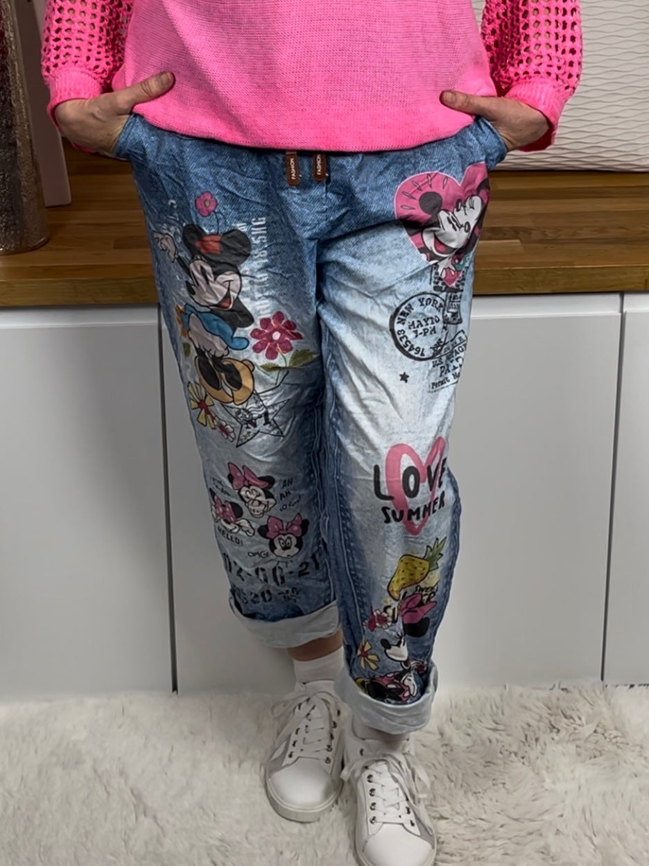 Damen - Jogpant „Mickey“ mit „Wow“ Effekt Einheitsgrösse Gr. 42/44 - 50 in 4 Varianten