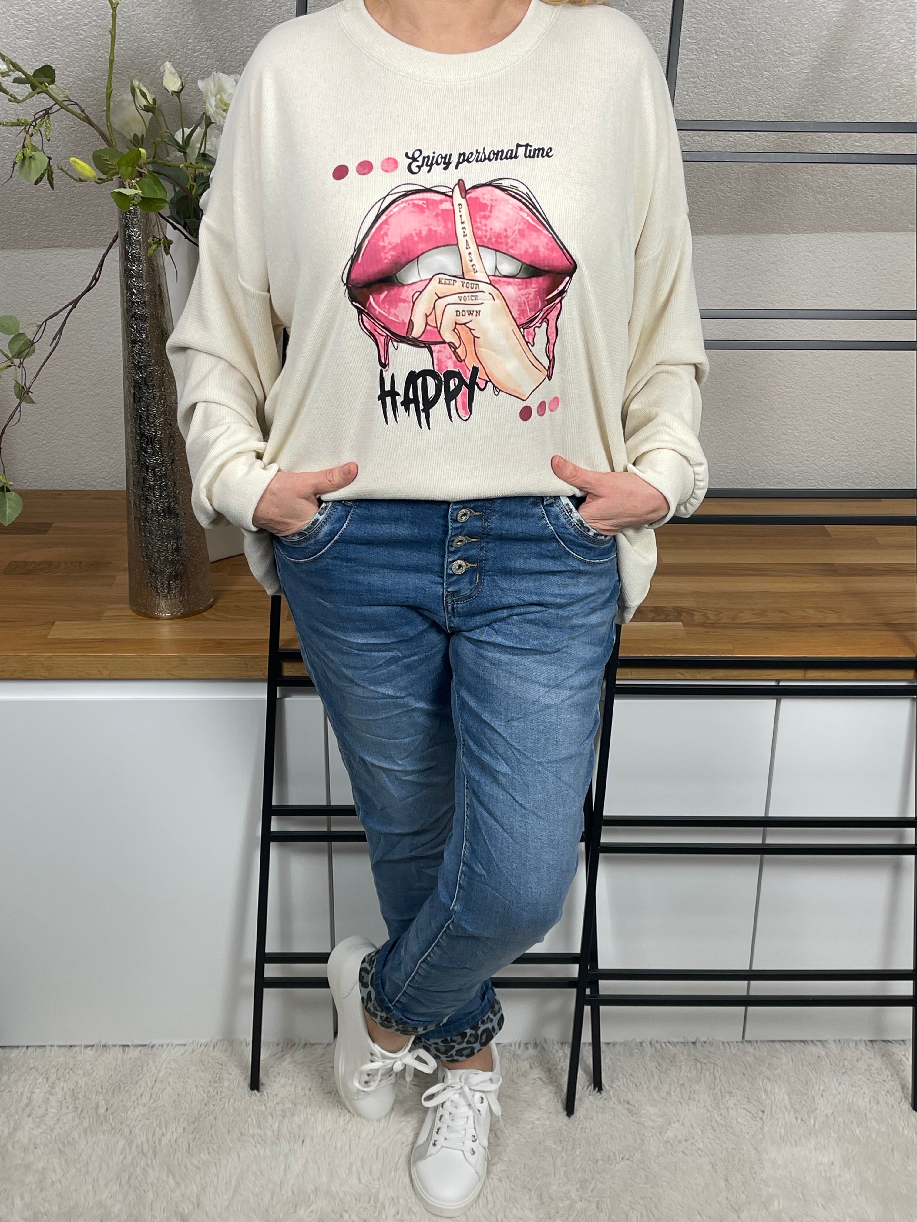 Damen - Pullover mit „Lippenmotiv“Einheitsgrösse Gr. 40 - 46 in 5 Farben