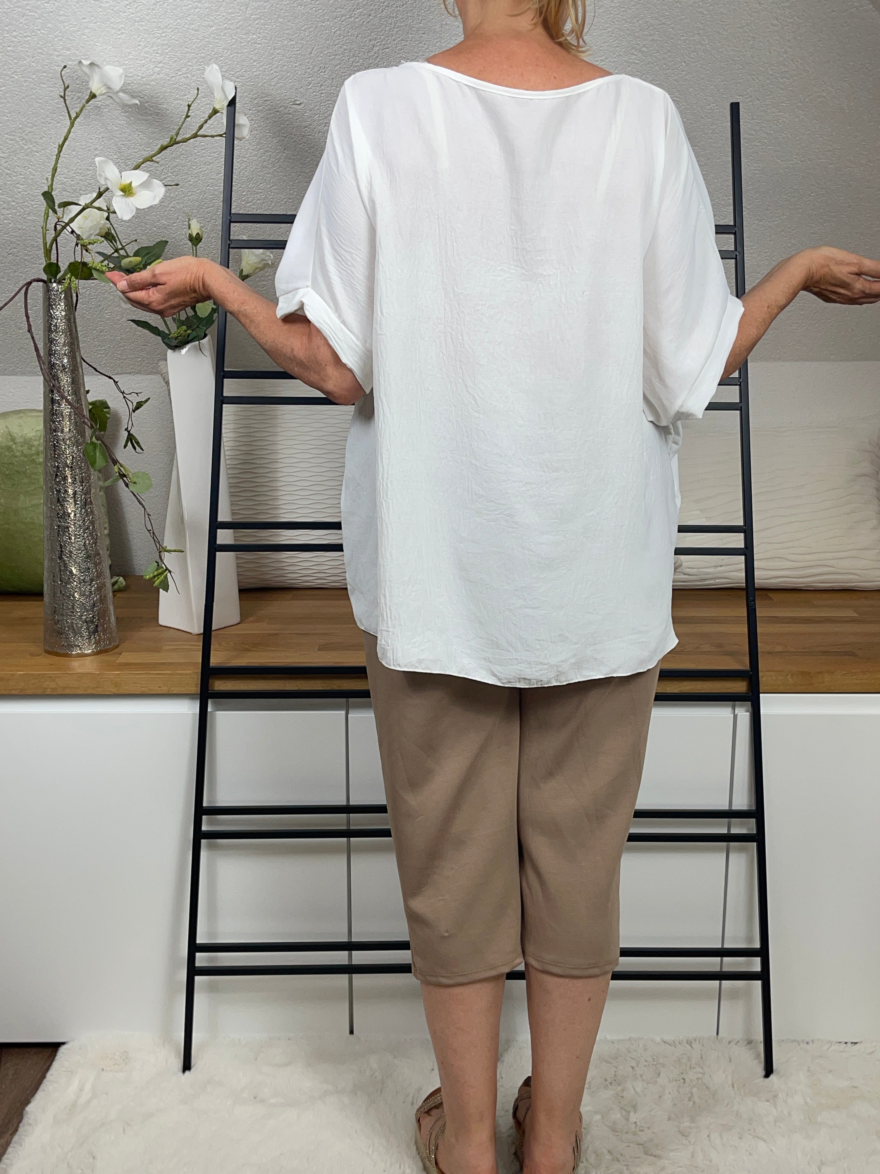 Damen - Tunika - Shirt „Minney“ Einheitsgrösse Gr. 42 - 48 in weiß - bunt