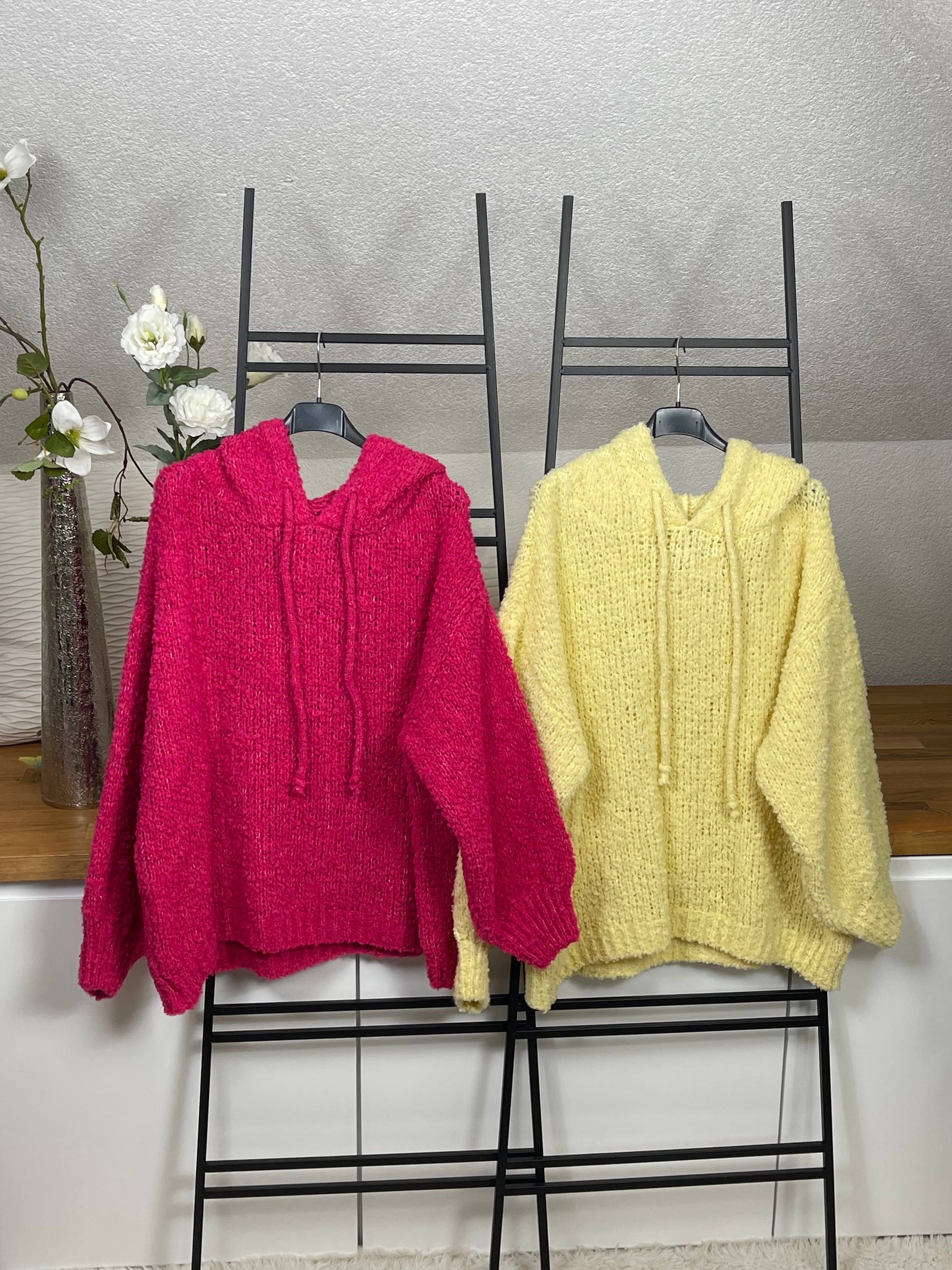 Damen „Kuschel“ Strick Hoodie mit Alpaka Einheitsgrösse 36 - 44 in 7 Farben