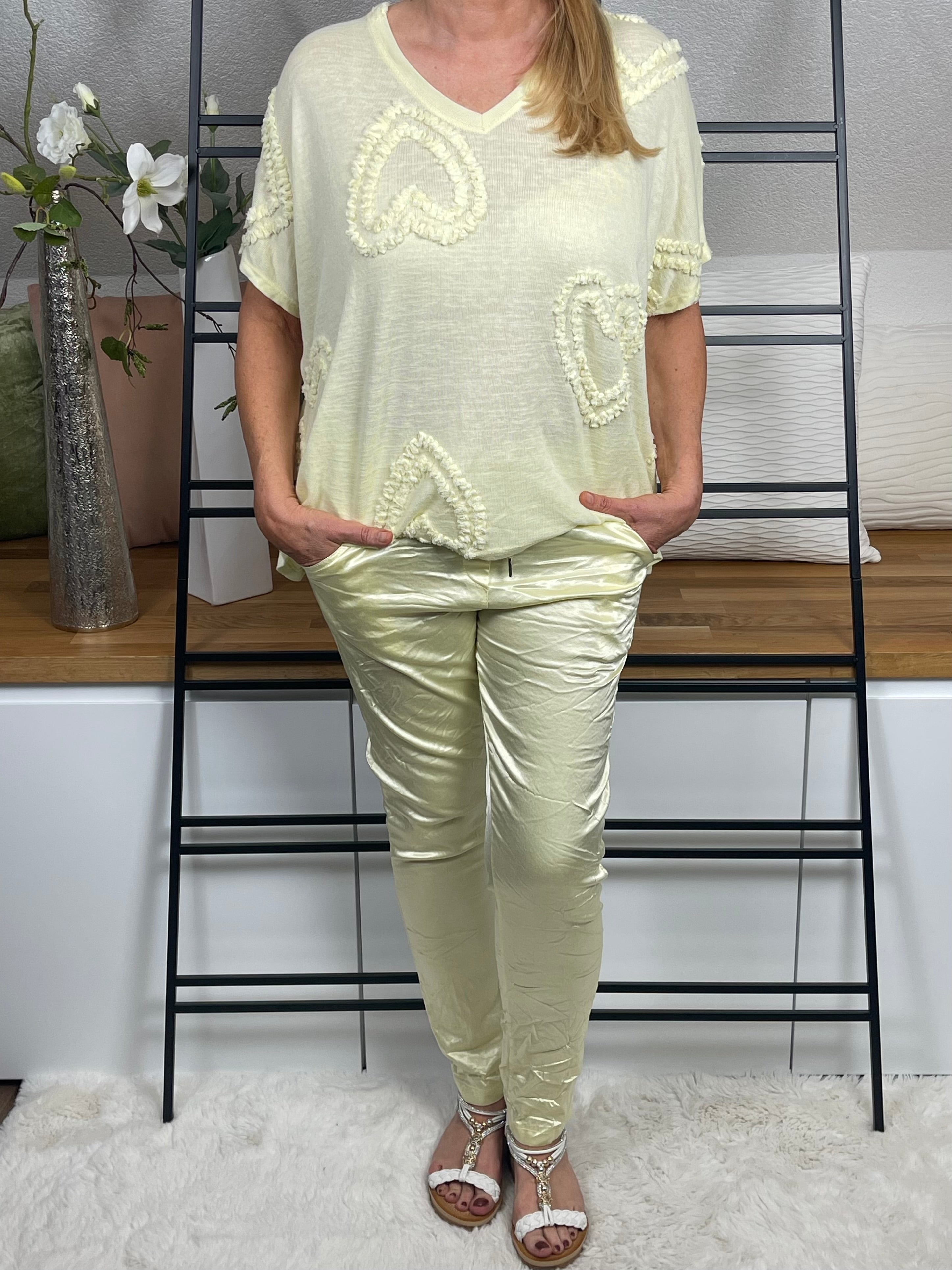 Damen Pullover - T - Shirt „Herzle“ Einheitsgröße Gr. 38 - 44 in 7 Farben