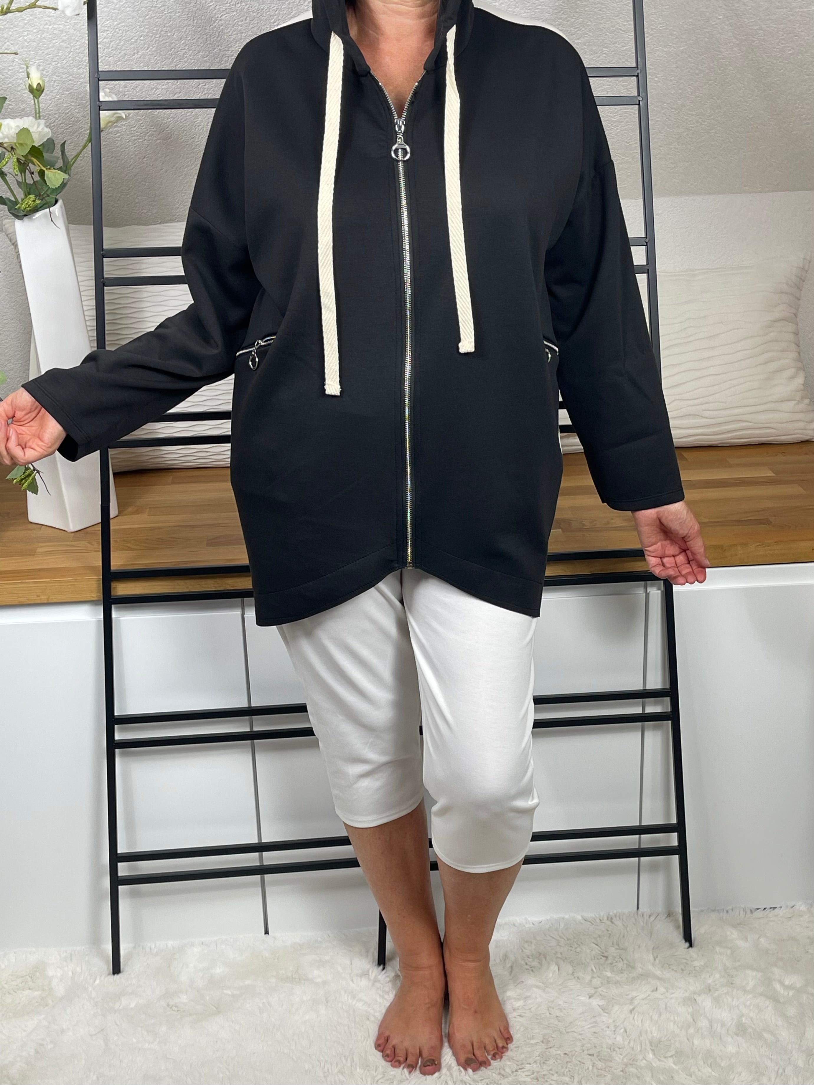 Damen Sweat - Jacke „Mickey“ mit Kapuze Einheitsgrösse Gr. 38 - 46 in 3 Farben