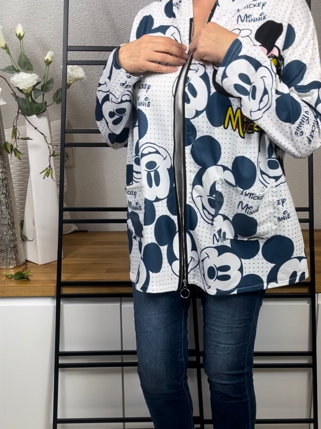 Edle leichte Damen Blusen - Jacke „Mickey“ mit Kapuze Einheitsgrösse Gr. 38 - 44 in 3 Varianten