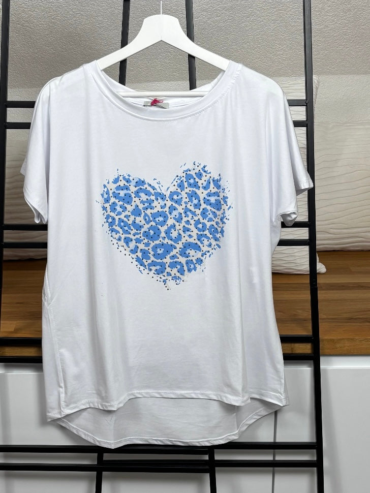 Damen - T - Shirt „Animal Herz“ Einheitsgrösse Gr. 36 - 44 in 2 Farben