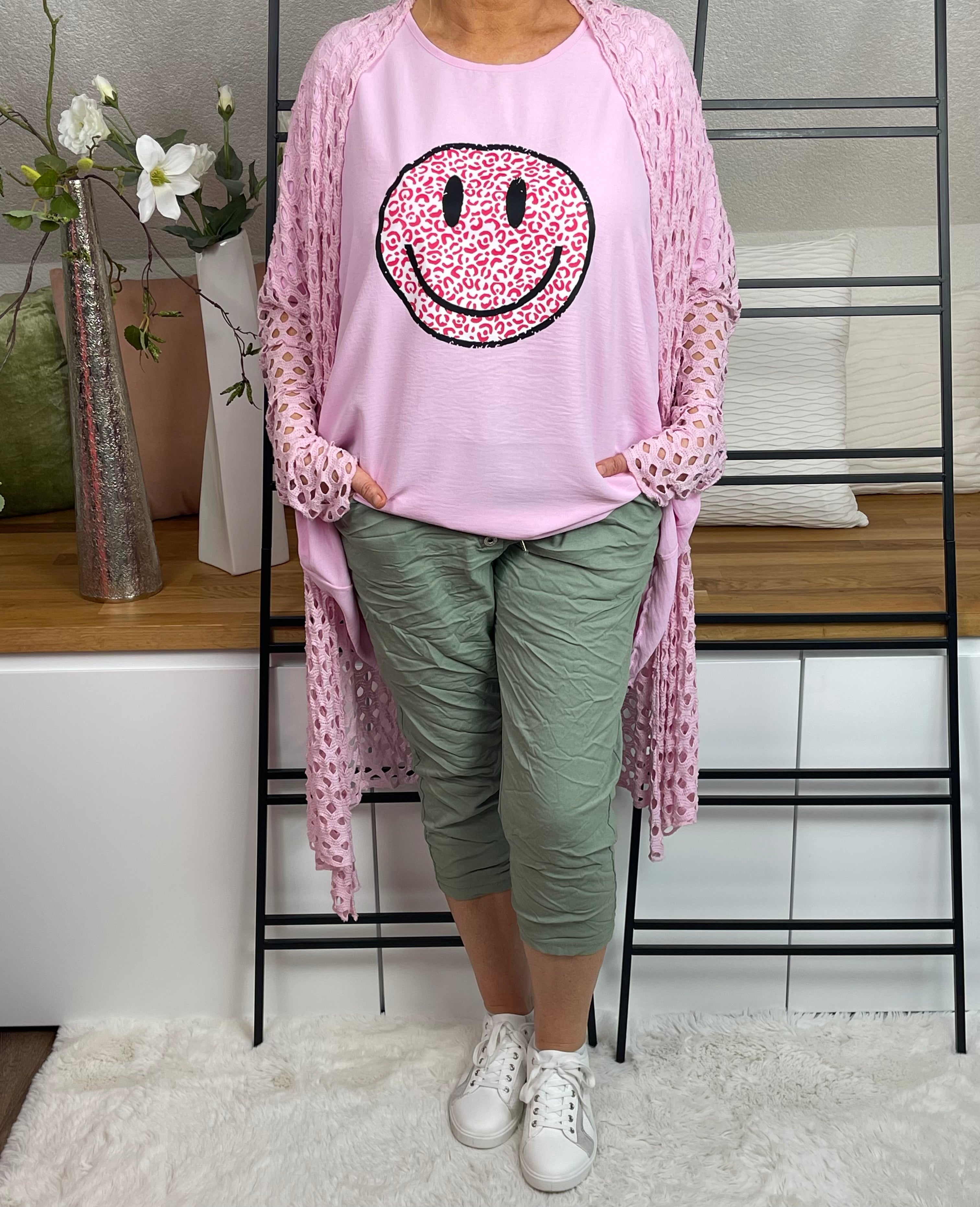 Damen Tunika - Shirt „Smile“ Einheitsgrösse Gr. 44 - 50 in 5 Farben