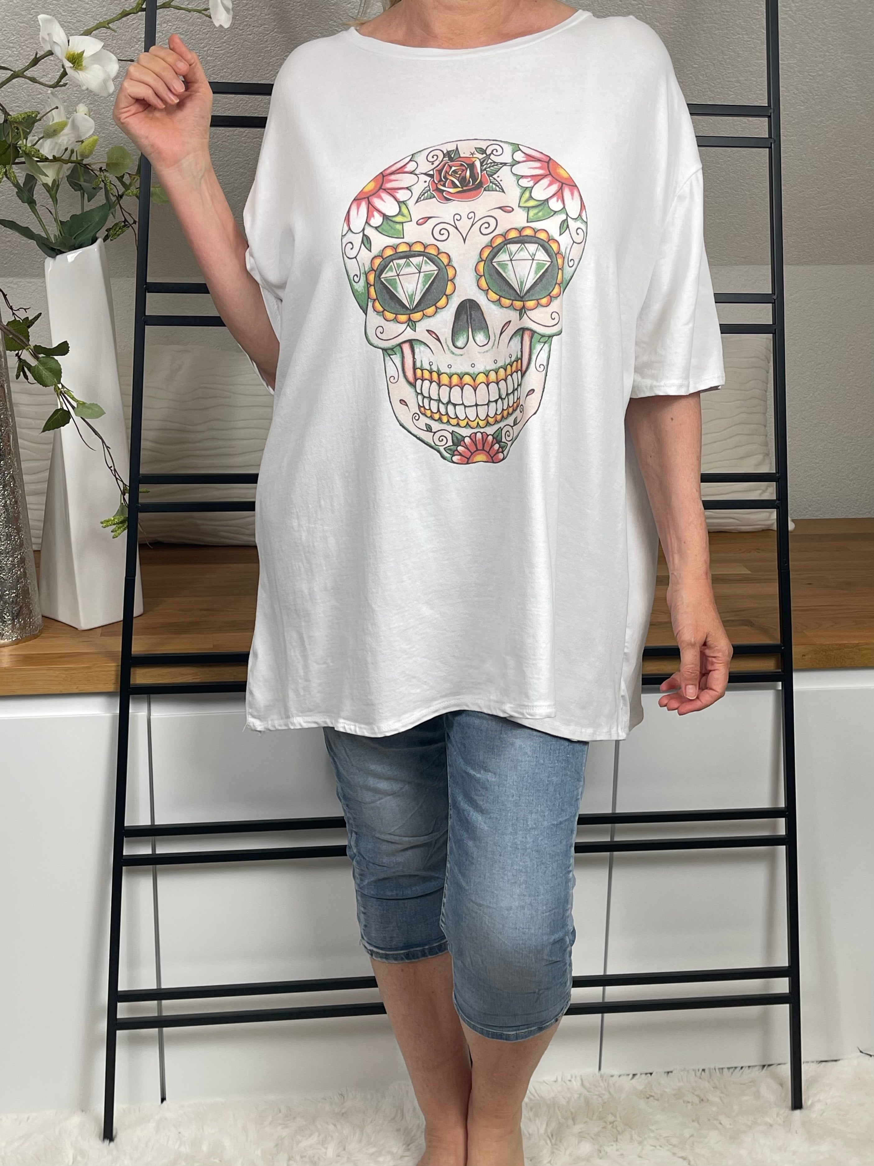 Damen - T - Shirt „Totenkopf“ Einheitsgrösse Gr. 42 - 48