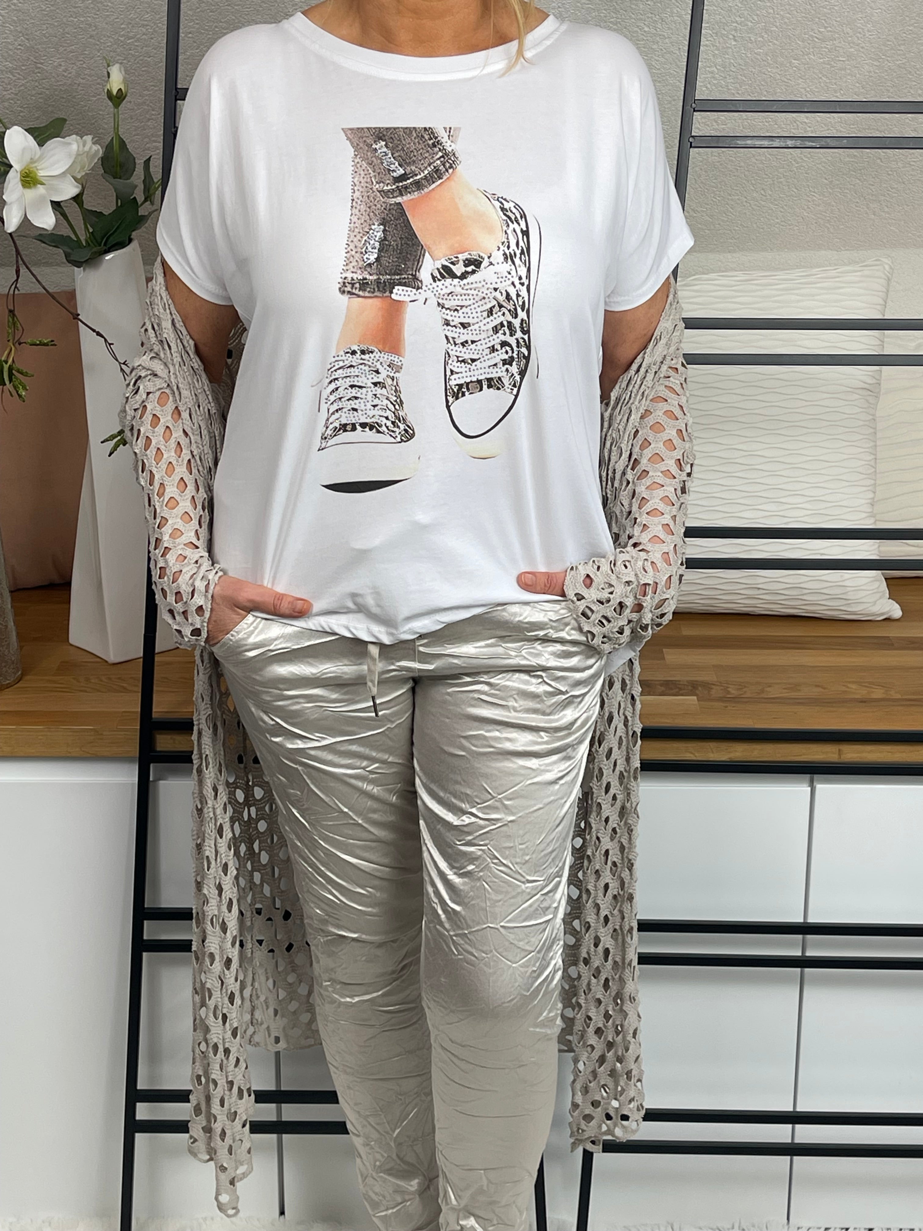 T - Shirt „Sneaker“ Einheitsgrösse Gr. 36 - 42/44 in 5 Farben
