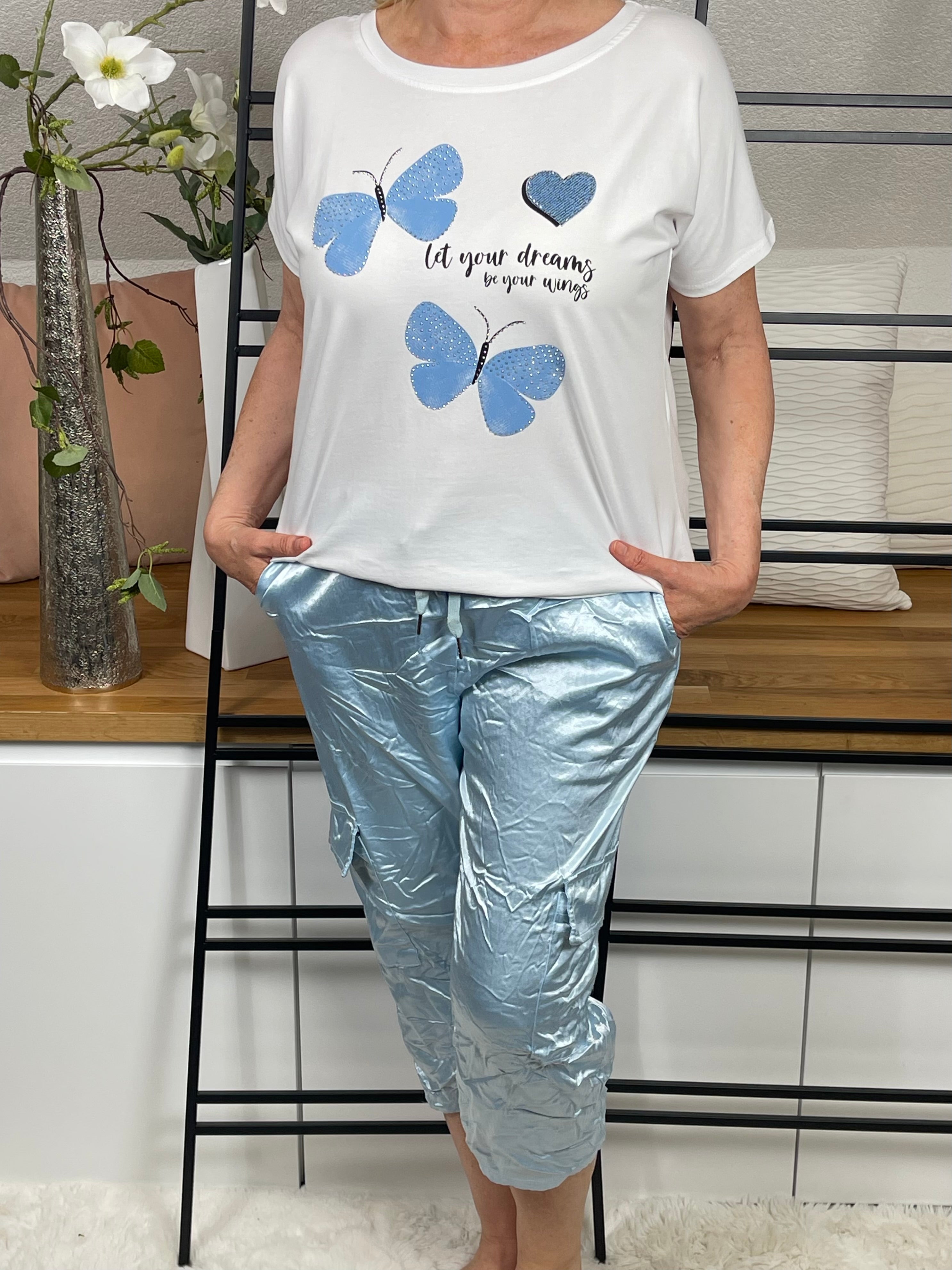 Damen- T - Shirt „Schmetterling“ Einheitsgrösse Gr. 36 - 44 in 3 Farben