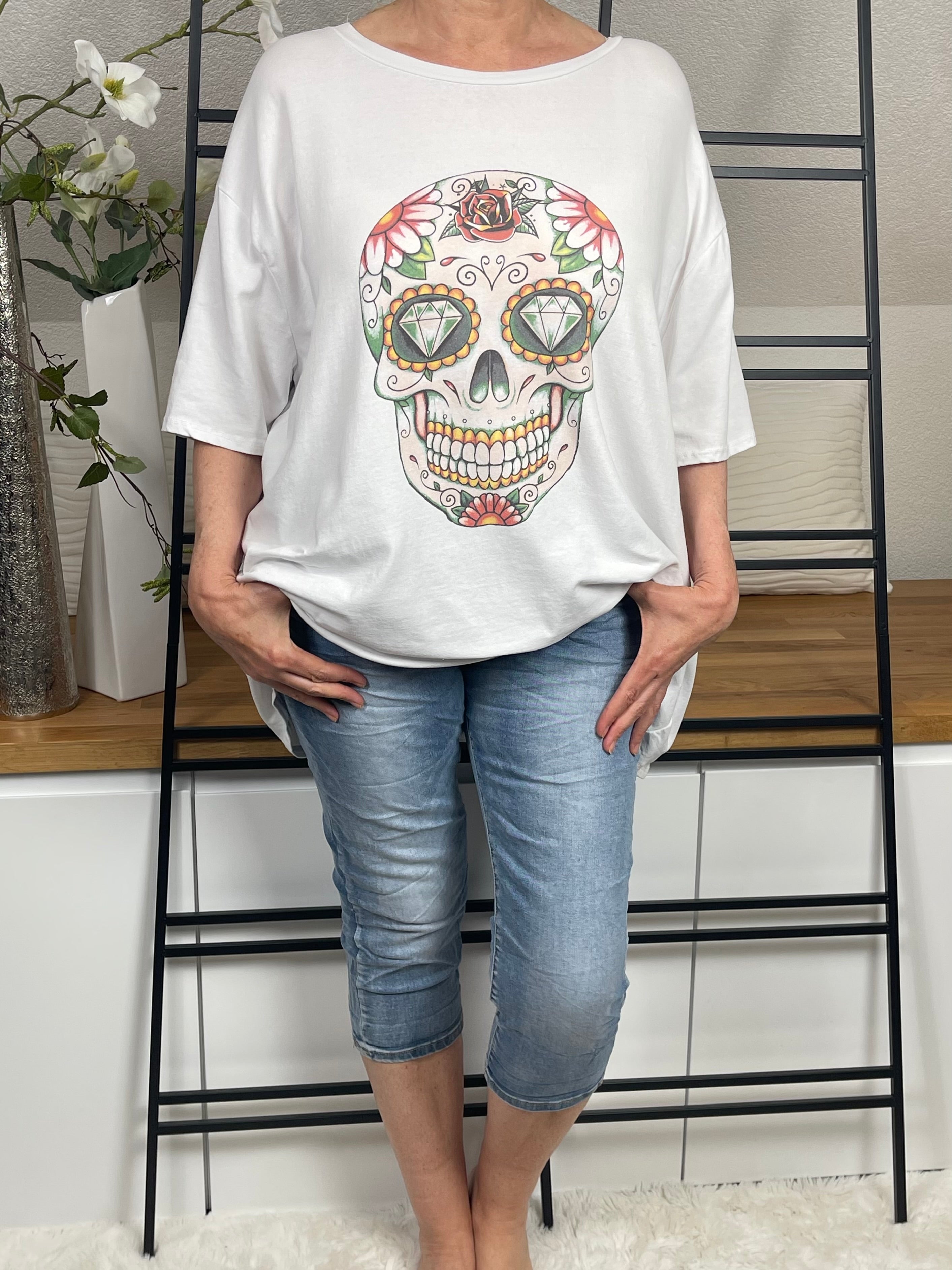 Damen - T - Shirt „Totenkopf“ Einheitsgrösse Gr. 42 - 48