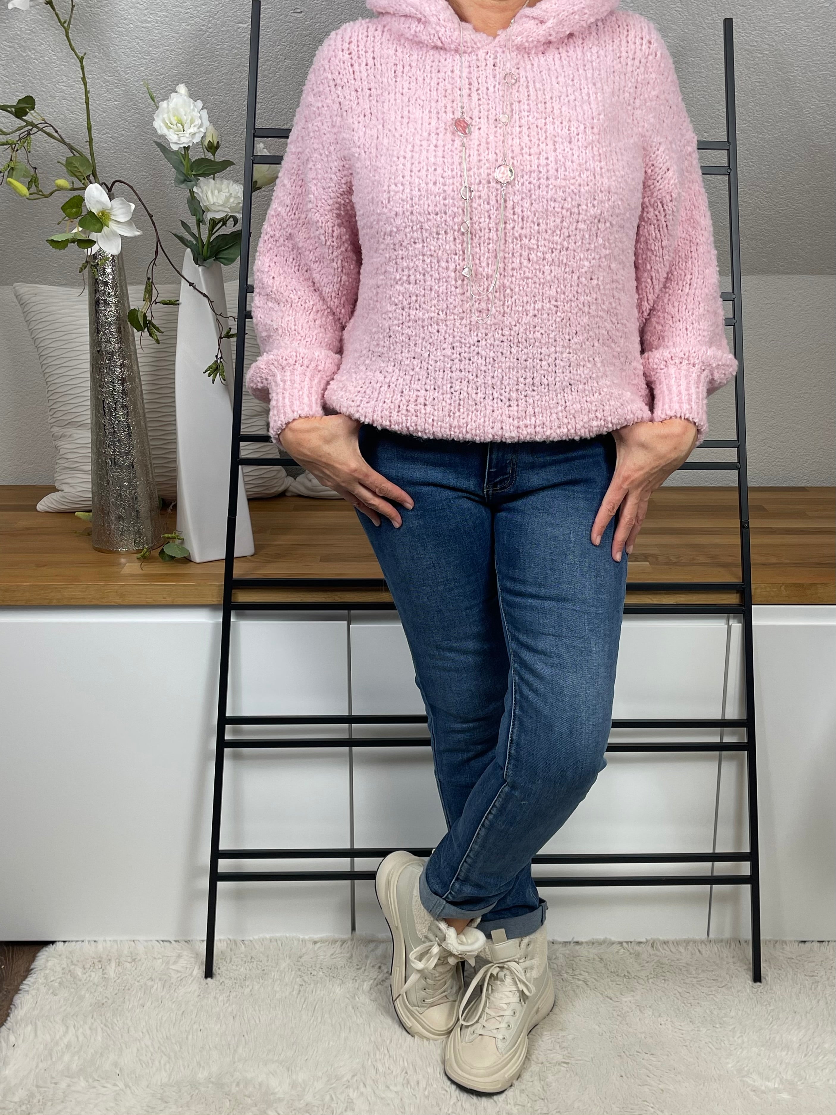 Damen „Kuschel“ Strick Hoodie mit Alpaka Einheitsgrösse 36 - 44 in 7 Farben