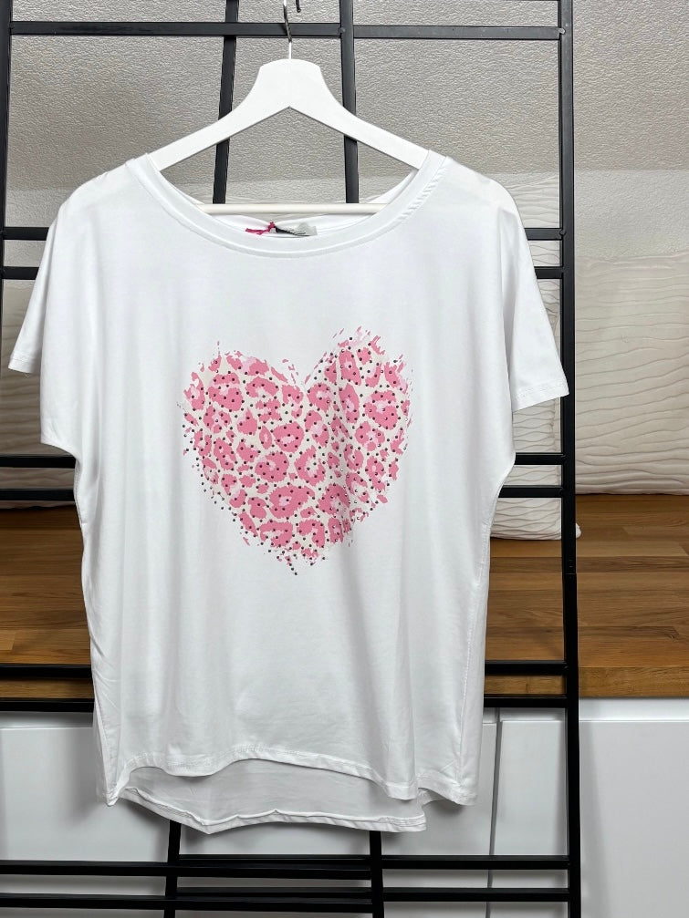 Damen - T - Shirt „Animal Herz“ Einheitsgrösse Gr. 36 - 44 in 2 Farben