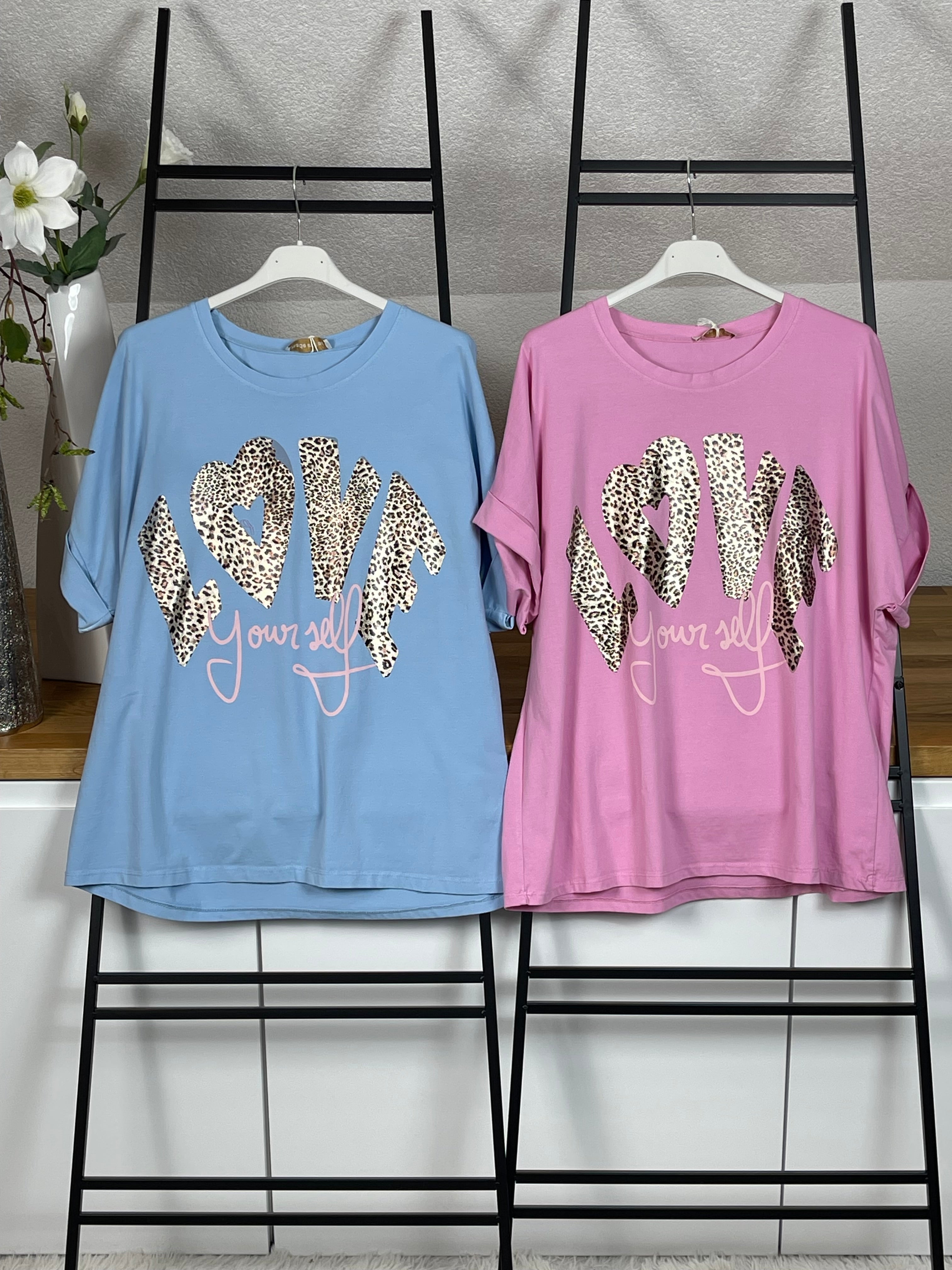 T - Shirt „Love yourself“ Einheitsgröße Gr. 38 - 42 in 6 Farben