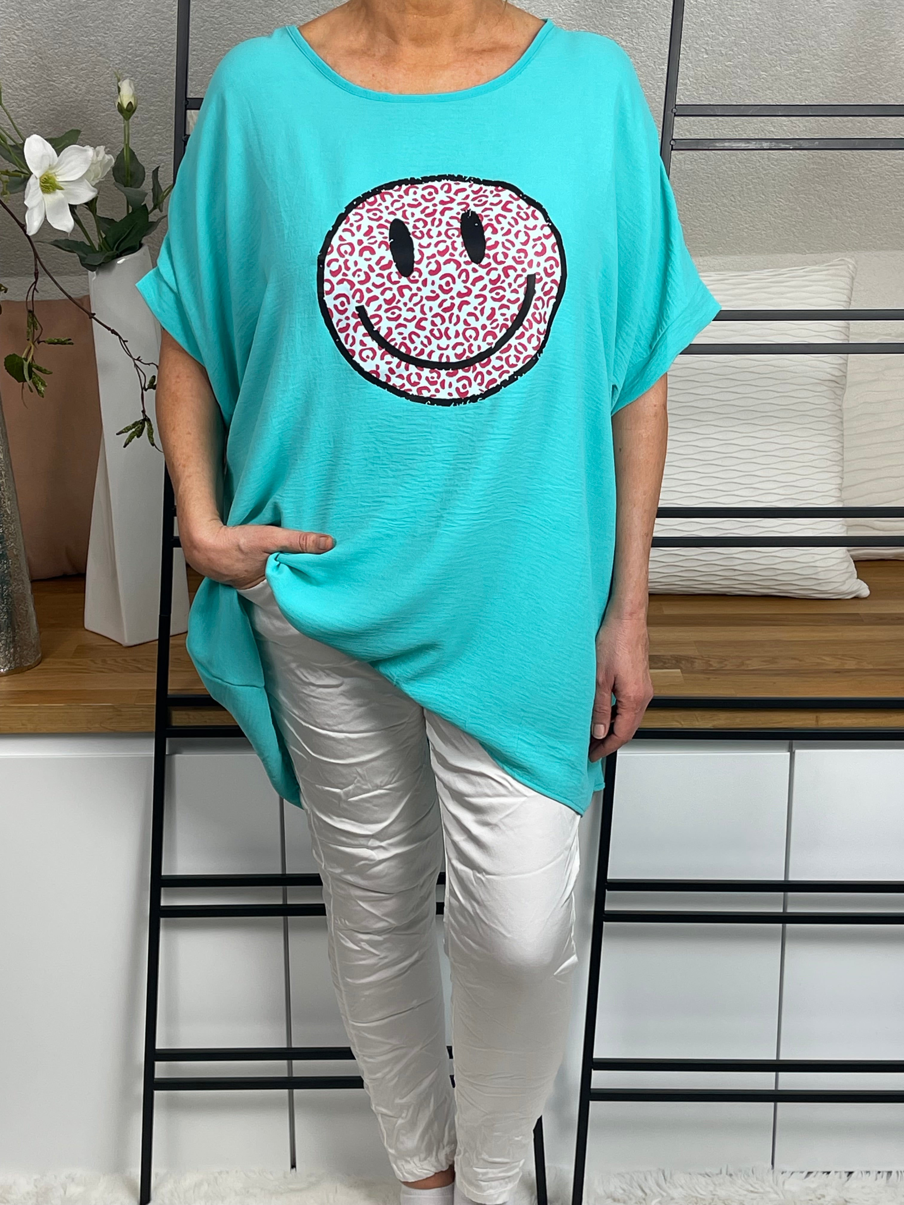 Damen Tunika - Shirt „Smile“ Einheitsgrösse Gr. 44 - 50 in 5 Farben