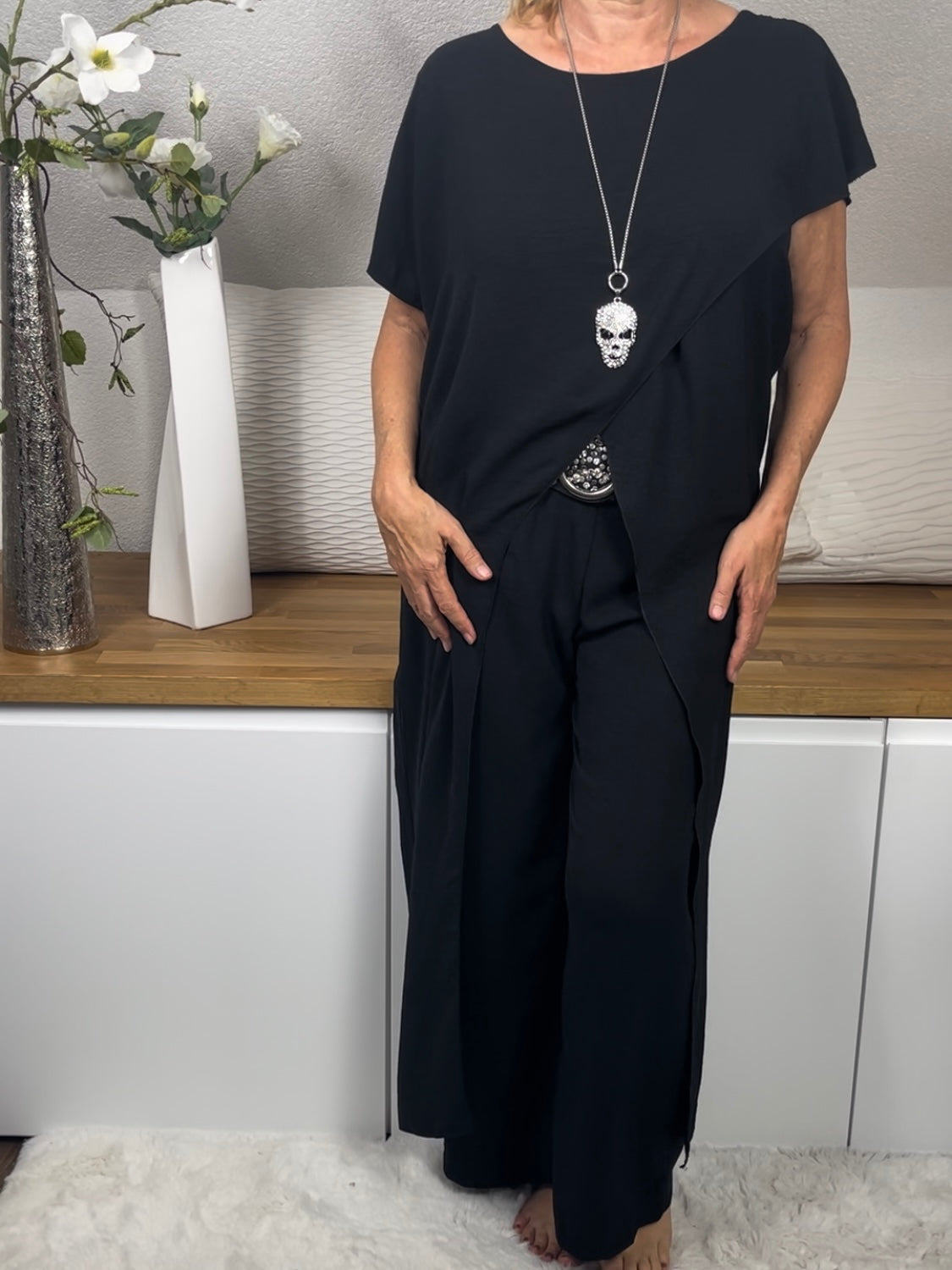 Damen Poncho - Pullover „Overlay“ Einheitsgrösse Gr. 38 - 44 in 3 Farben
