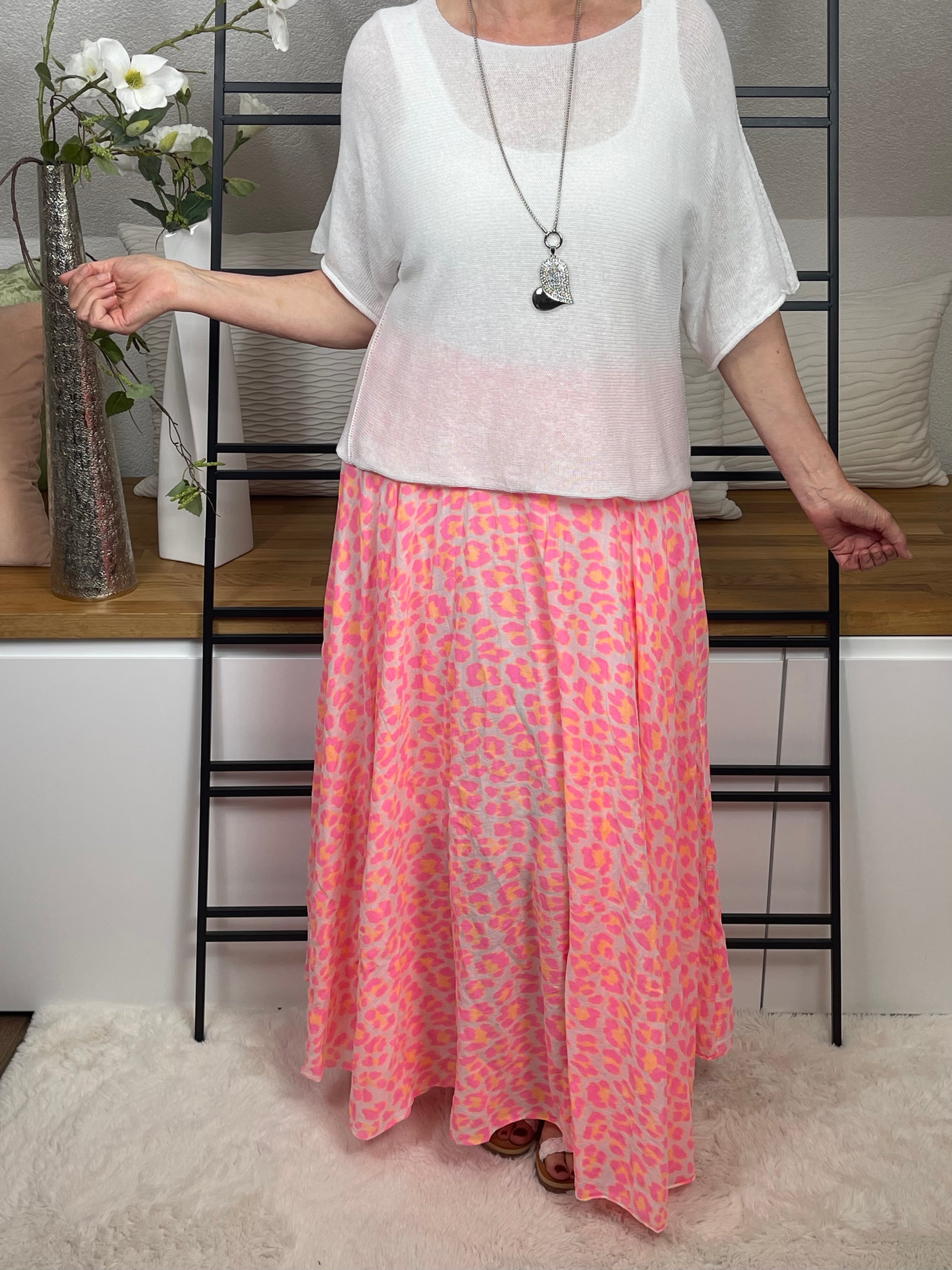 Damen - Maxi - Rock „Animal Print“ Einheitsgrösse Gr. 38 - 40/42 in neonpink