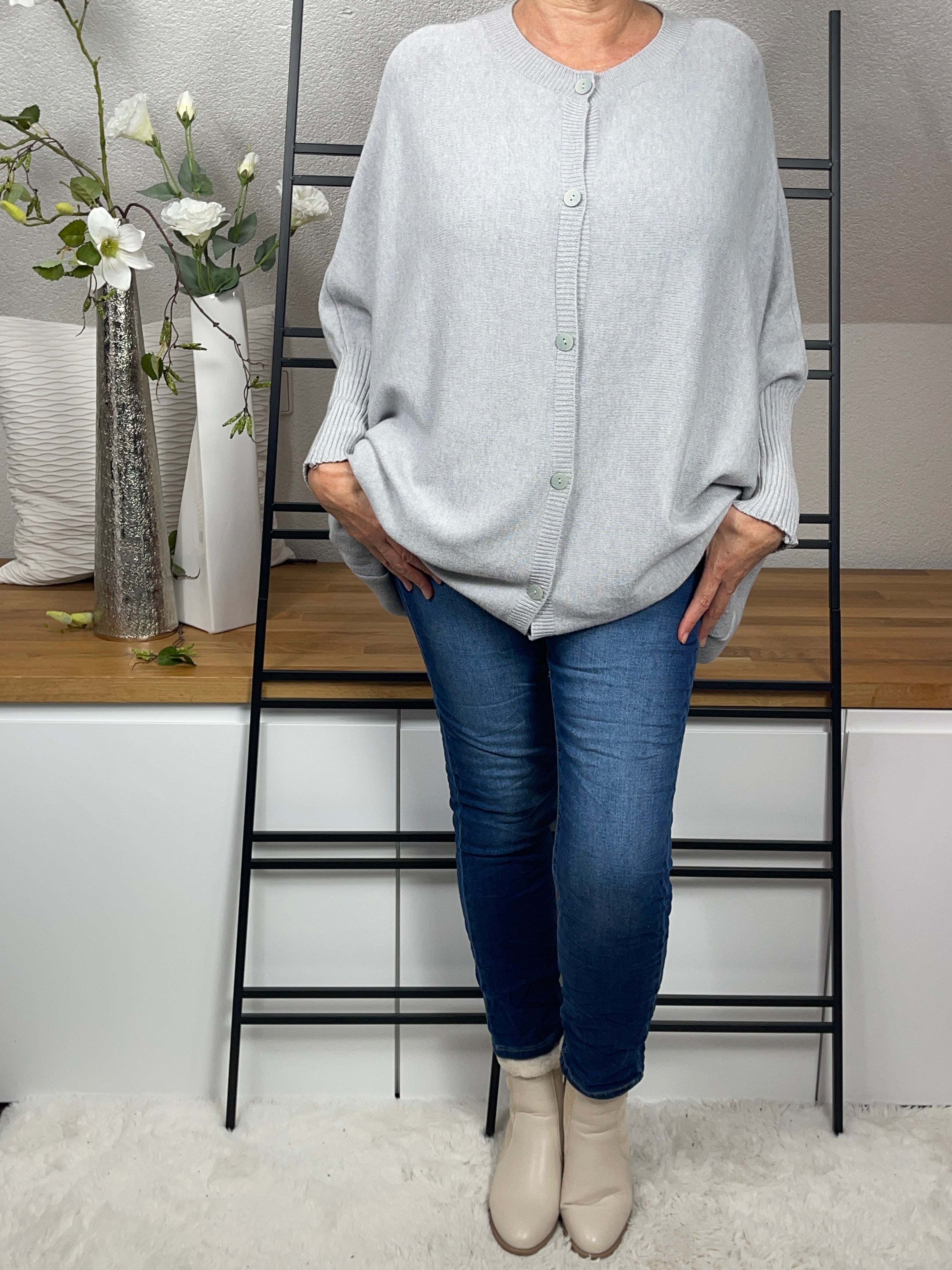 Damen Poncho Strickjacke Einheitsgrösse Gr. 38 - 48 in 2 Farben