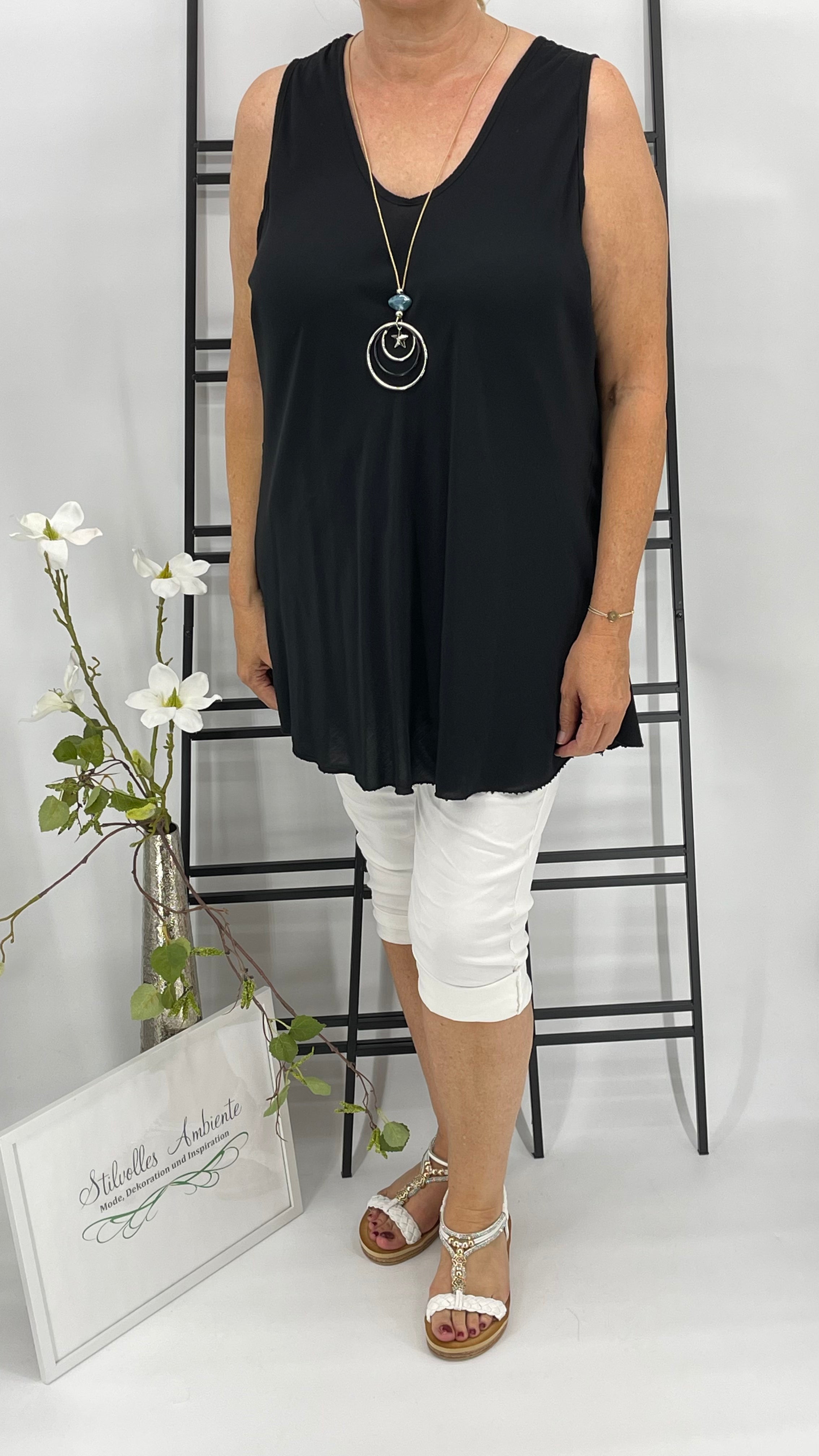 Top - Blusentop mit Kette „Franzi“ Einheitsgrösse Gr. 36 - 44/46 in 8 Farben