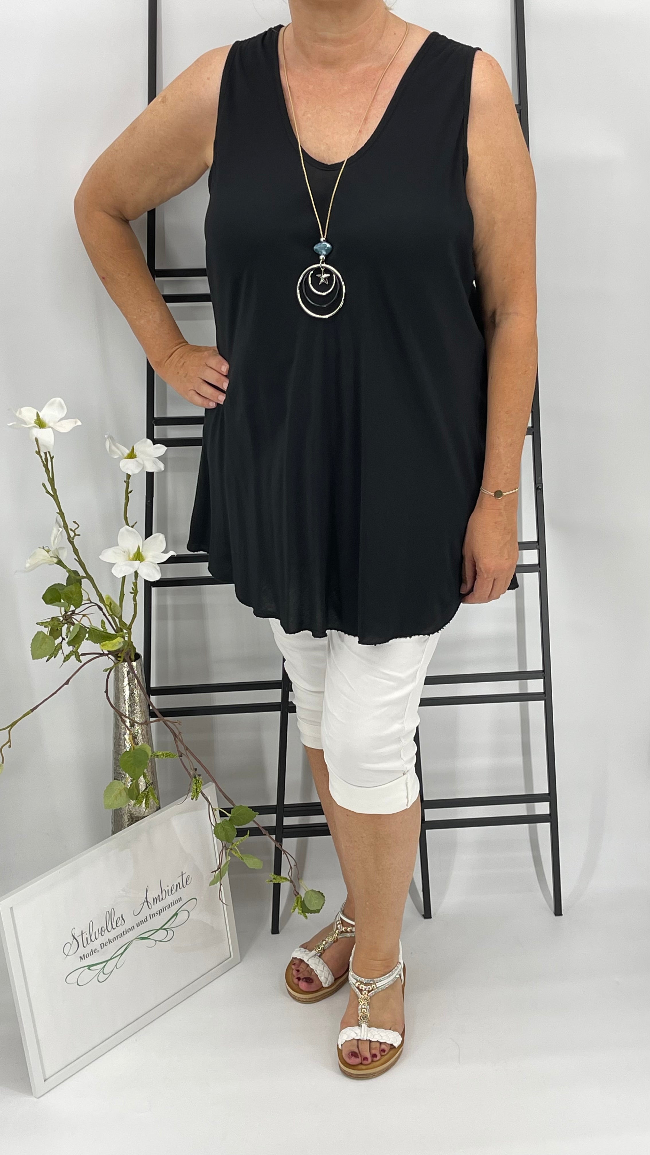 Top - Blusentop mit Kette „Franzi“ Einheitsgrösse Gr. 36 - 44/46 in 8 Farben