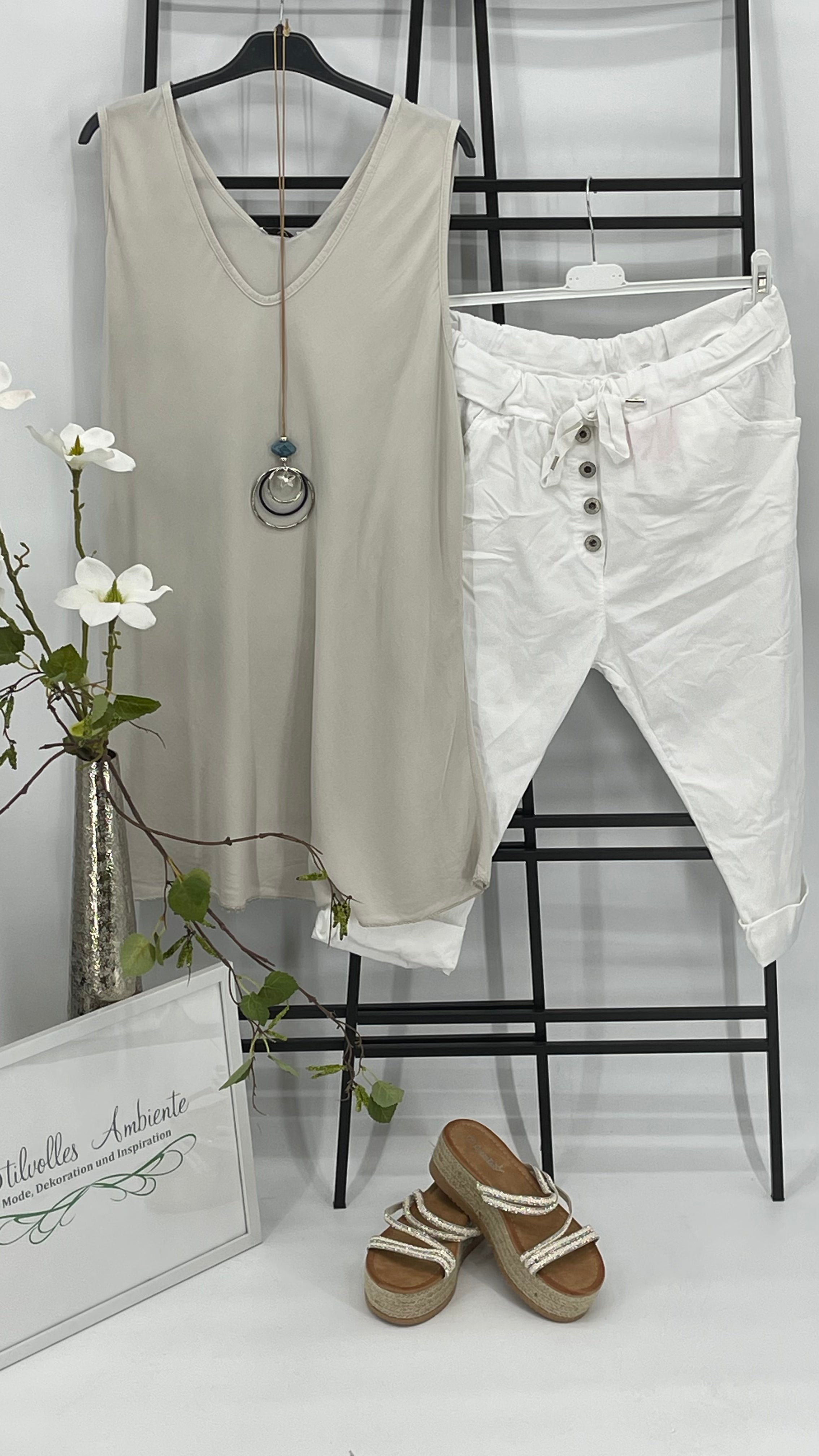 Top - Blusentop mit Kette „Franzi“ Einheitsgrösse Gr. 36 - 44/46 in 8 Farben