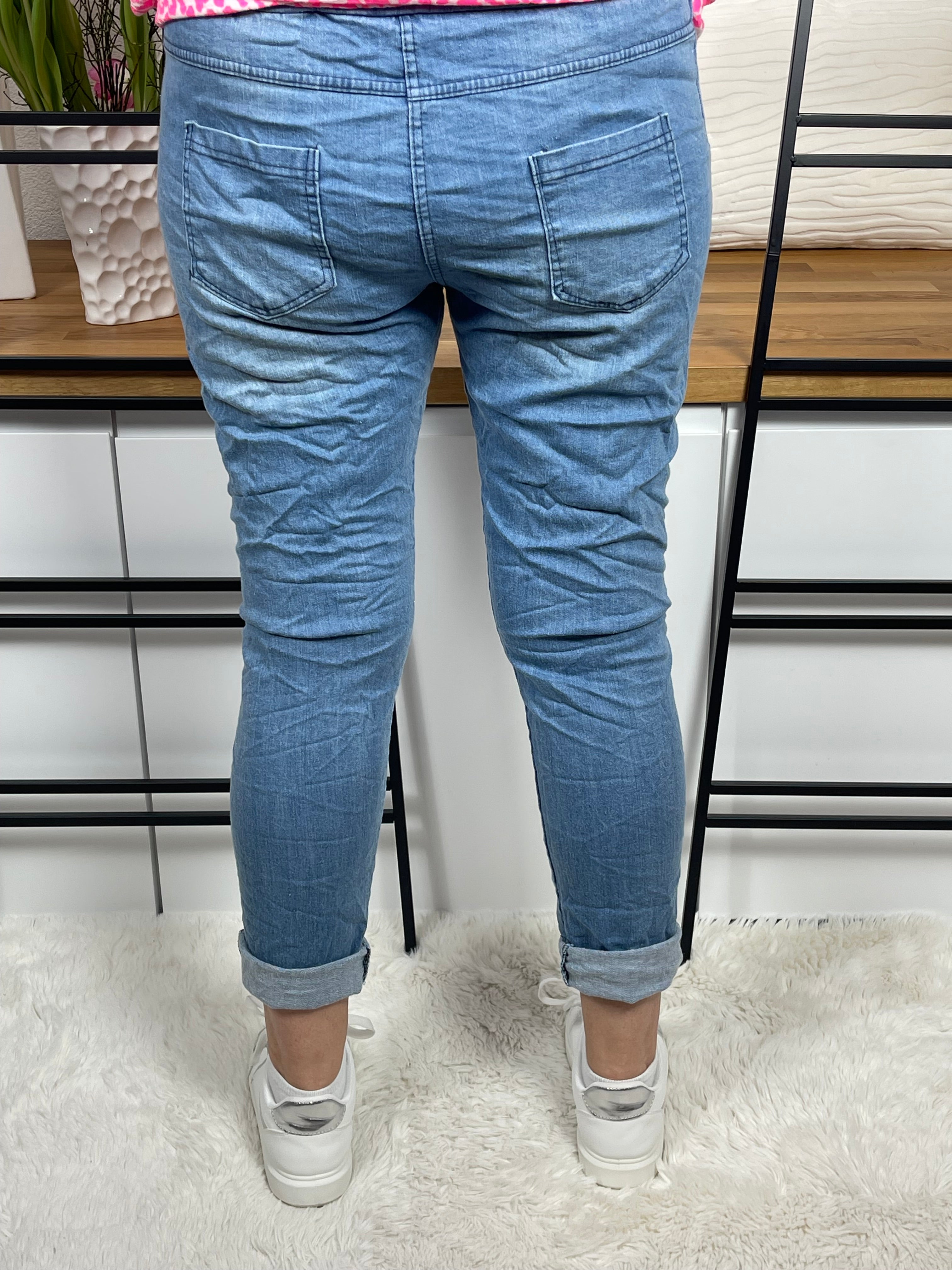 Damen - Jeans - Jogpant im Farbspritzer Design Einheitsgröße Gr. 38 - 44 in 3 Varianten