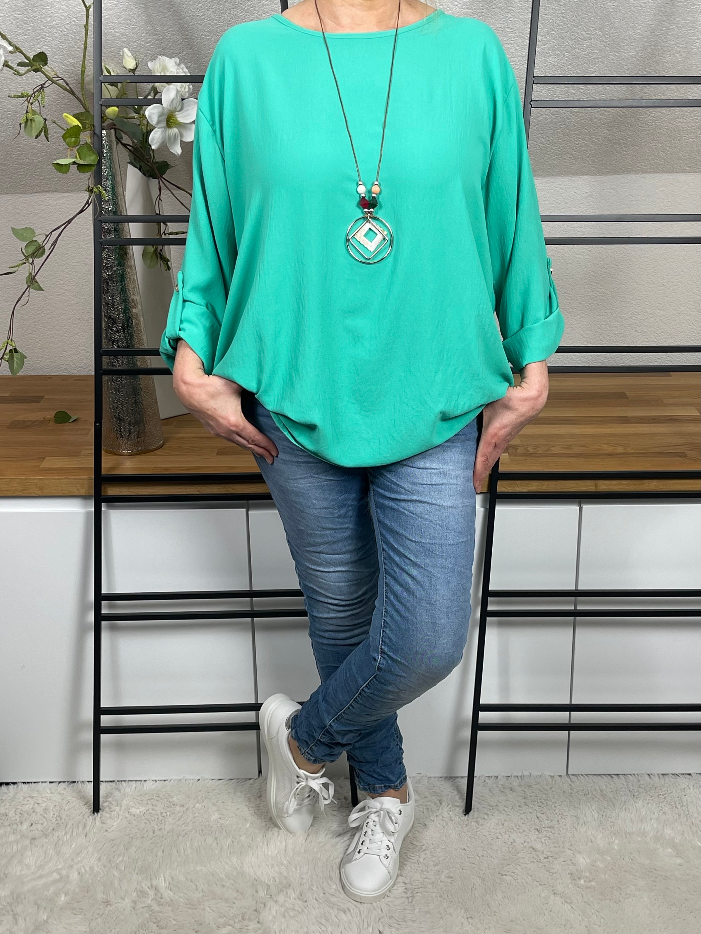 Damen - Tunika mit Kette Einheitsgrösse Gr. 40 - 48 in mint