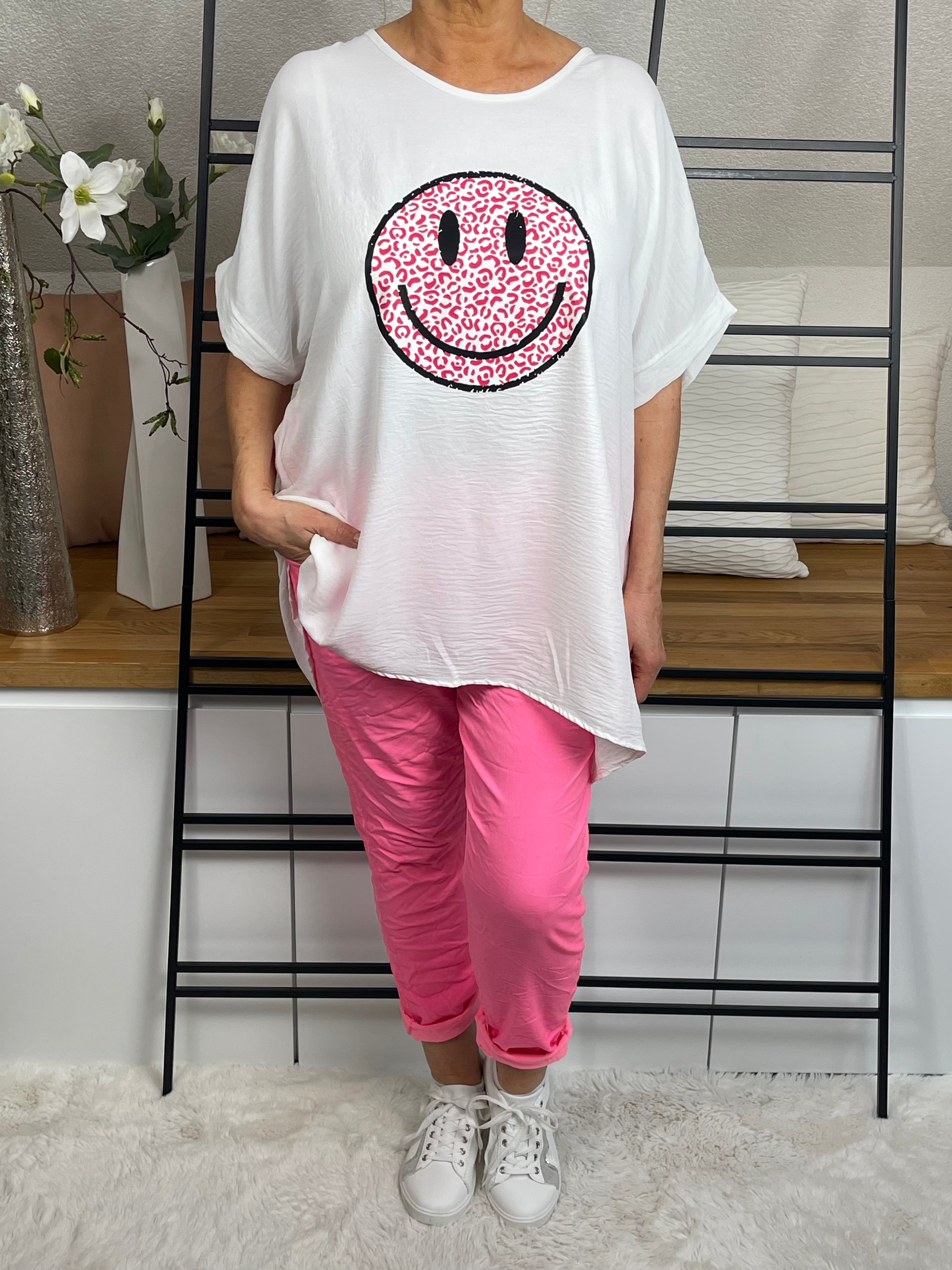 Damen Tunika - Shirt  „Smile“ Einheitsgrösse Gr. 44 - 50 in 5 Farben