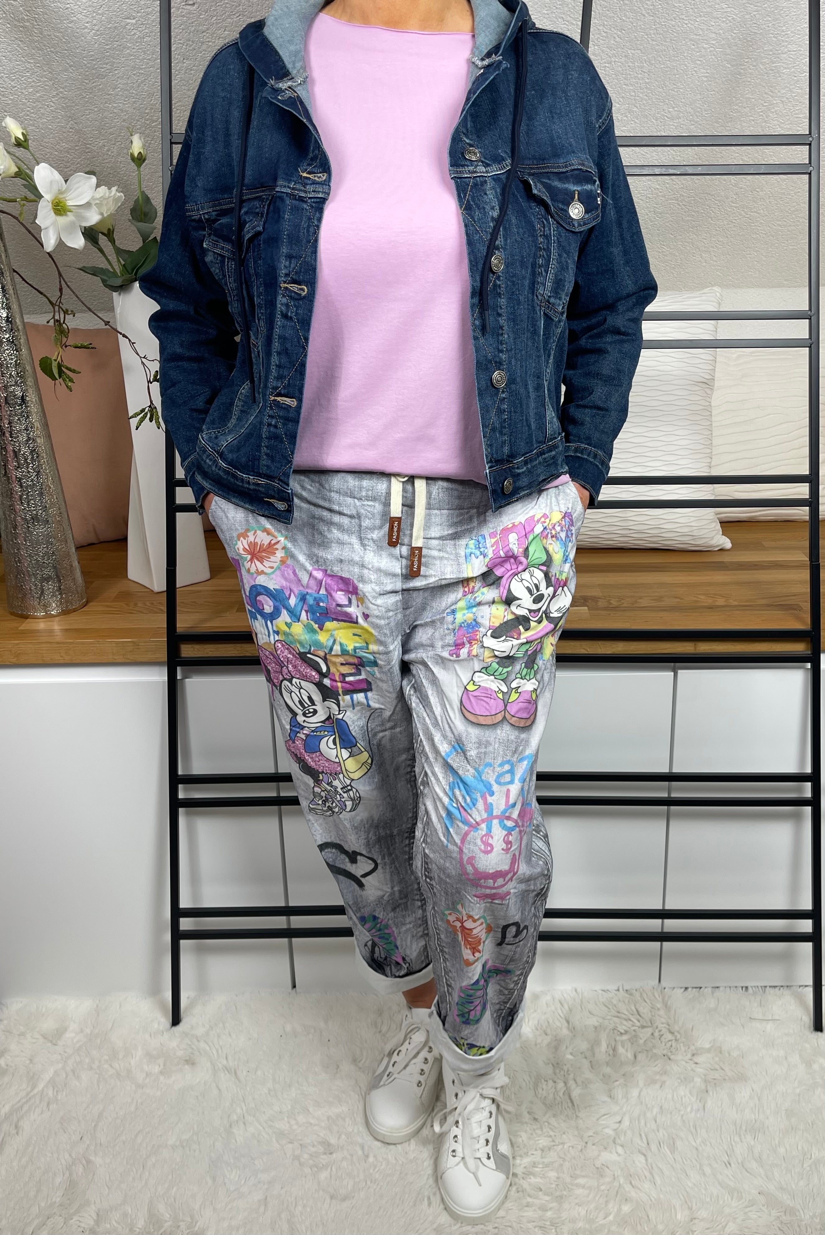 Damen - Jogpant „Mickey“ mit „Wow“ Effekt Einheitsgrösse Gr. 42/44 - 50 in 4 Varianten