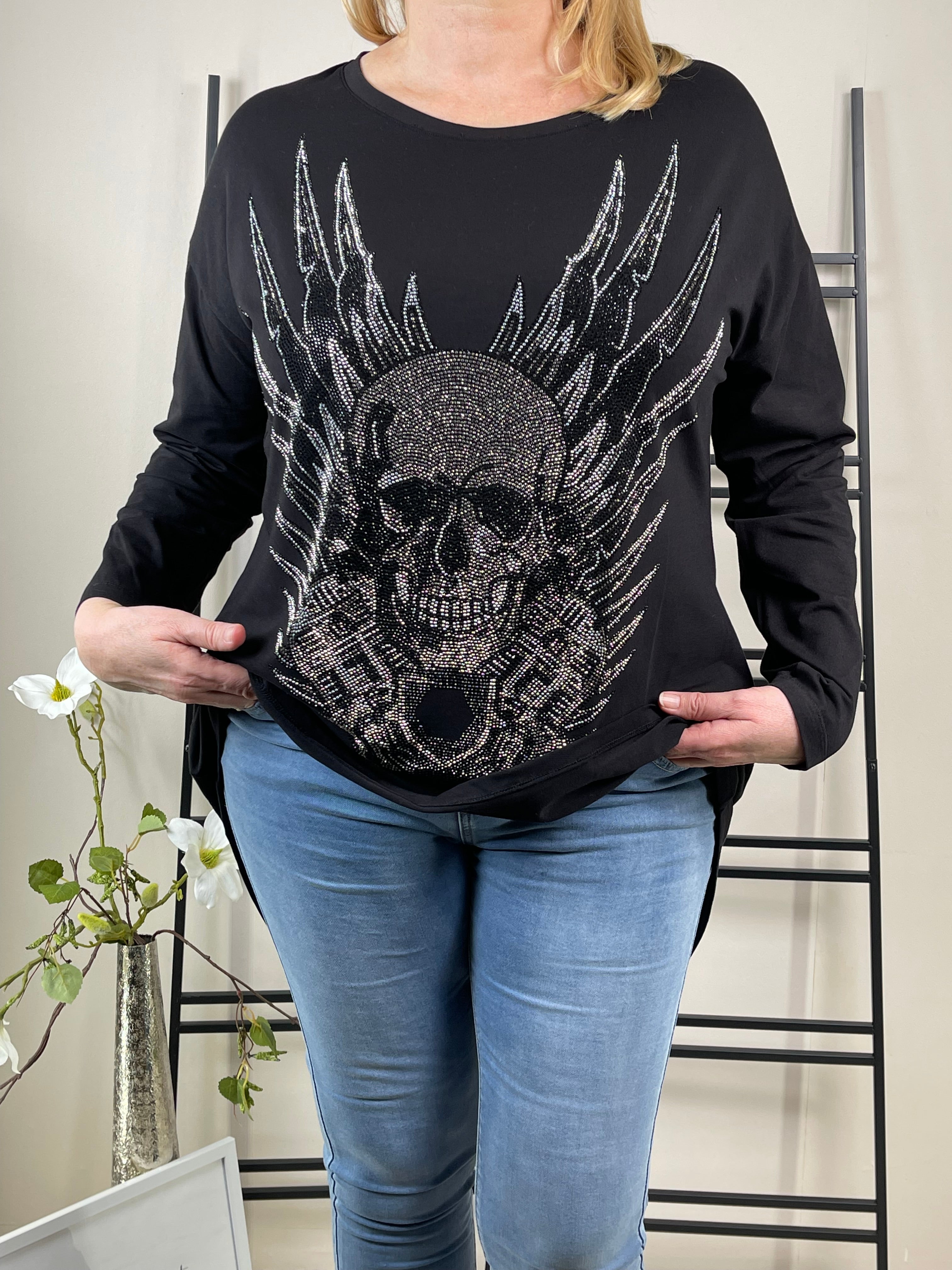 Long - Shirt „Totenkopf“ von EU-Queen Gr. 36 - 48