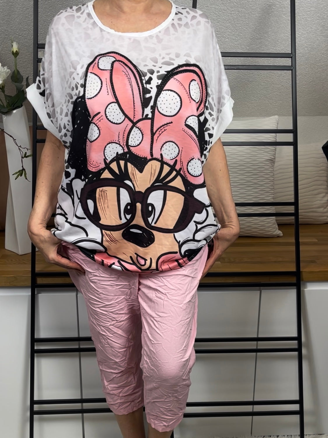 Damen - Tunika - Shirt „Minney“ Animal - Glitzer und Pailletten Einheitsgrösse Gr. 38 - 46 in 7 Farben