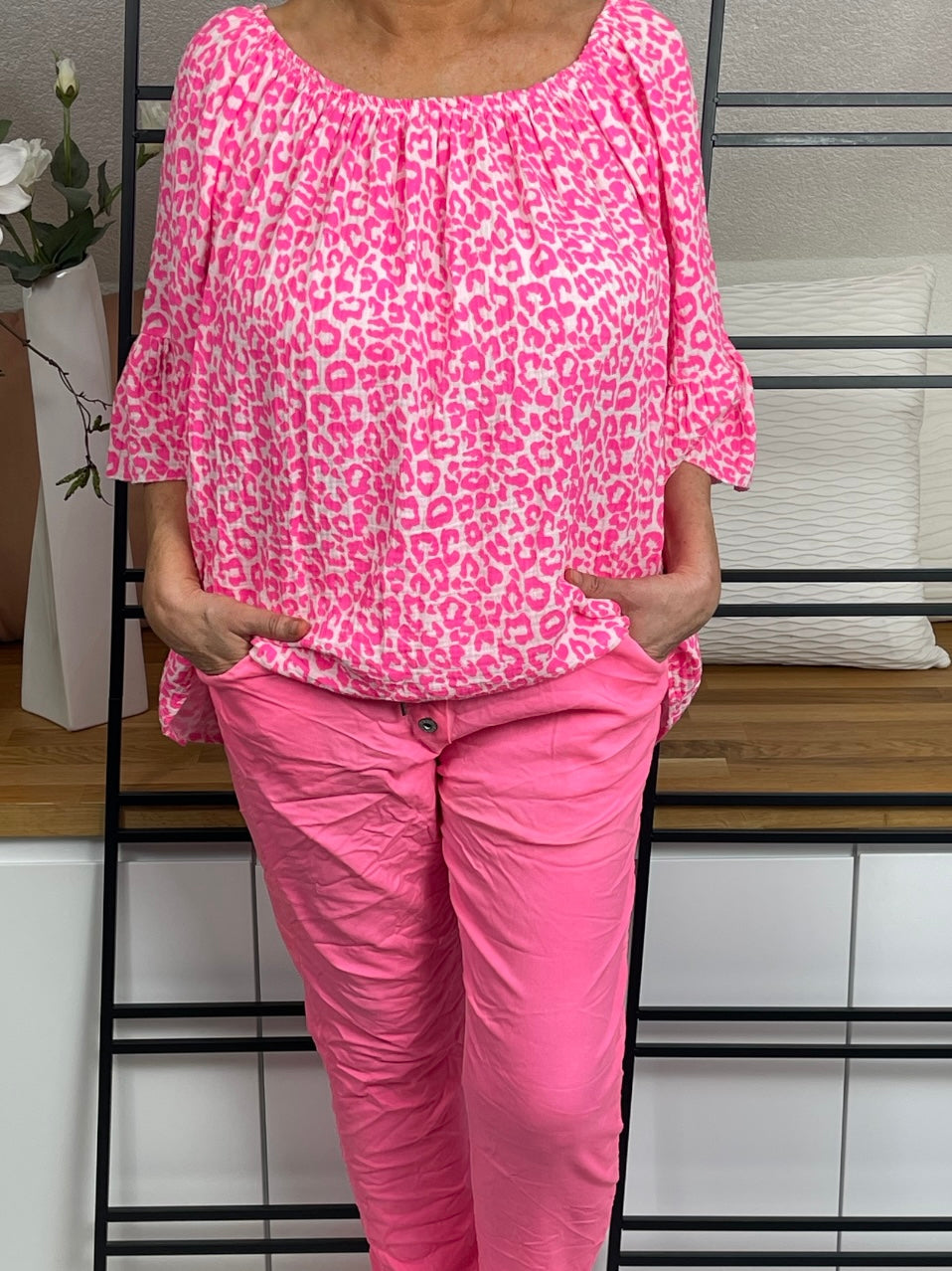 Damen Tunika mit „Animal Print“ Einheitsgrösse Gr. 38 - 44/46 in 2 Farben