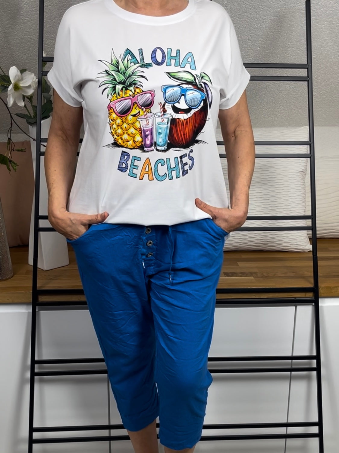 Damen T - Shirt „Aloha Beaches“ Einheitsgrösse Gr. 40 - 44/46