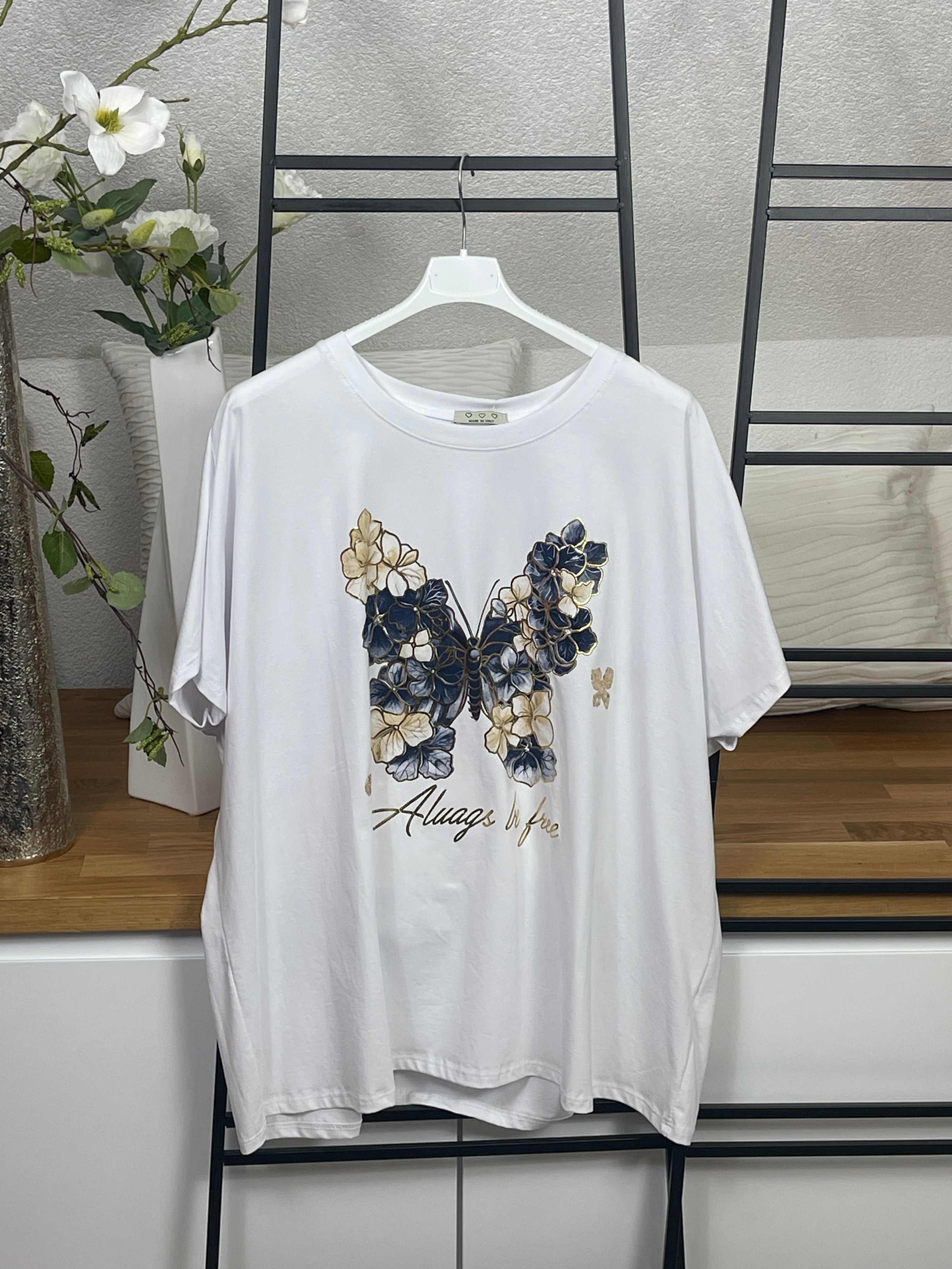 !!!!KEINE RETOURE MÖGLICH!!!! Damen T - Shirt „Schmetterling“ Einheitsgrösse Gr. 44 - 48 in 4 Farben
