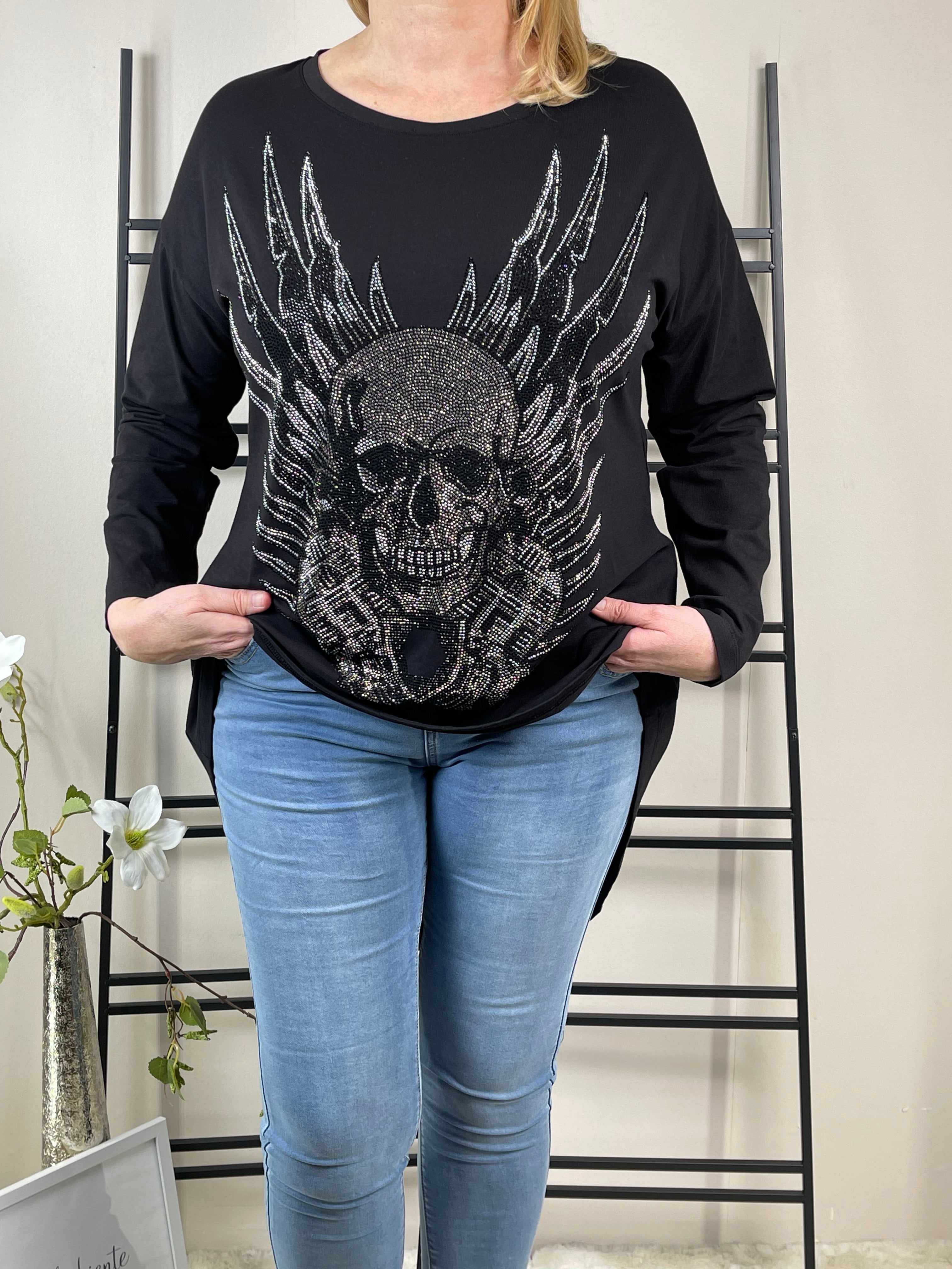 Long - Shirt „Totenkopf“ von EU-Queen Gr. 36 - 48
