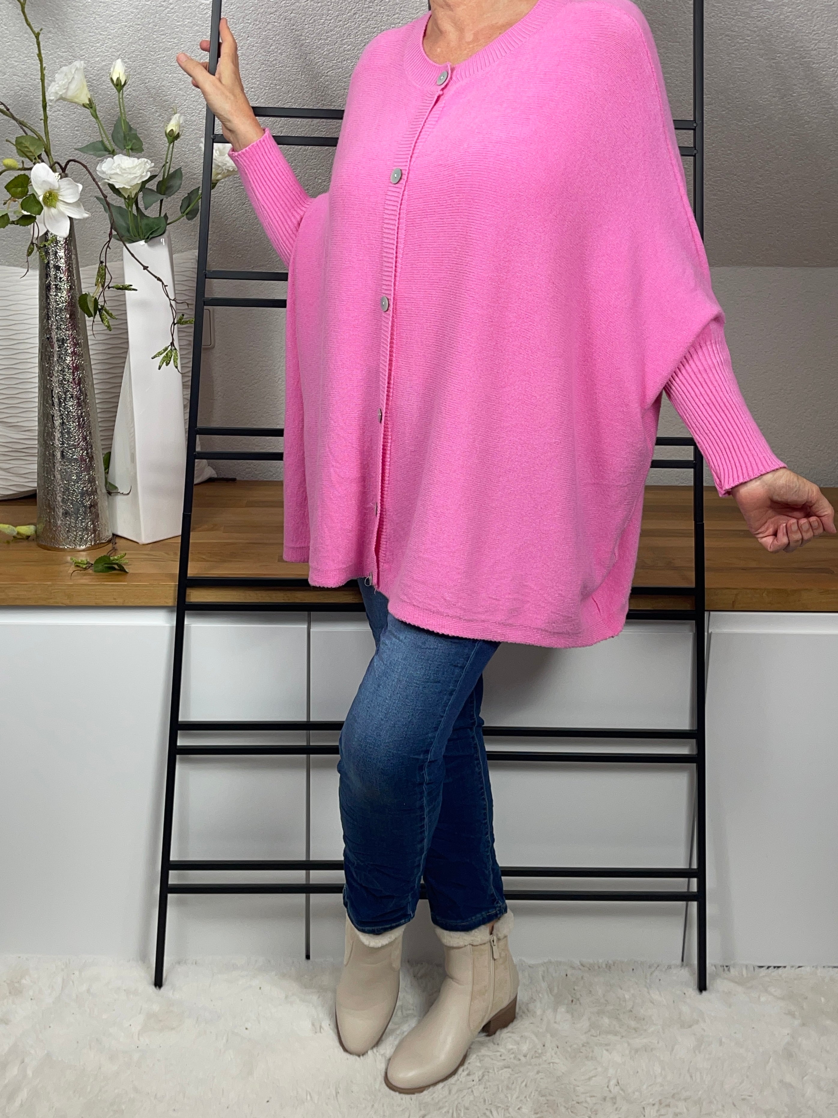 Damen Poncho Strickjacke Einheitsgrösse Gr. 38 - 48 in 2 Farben