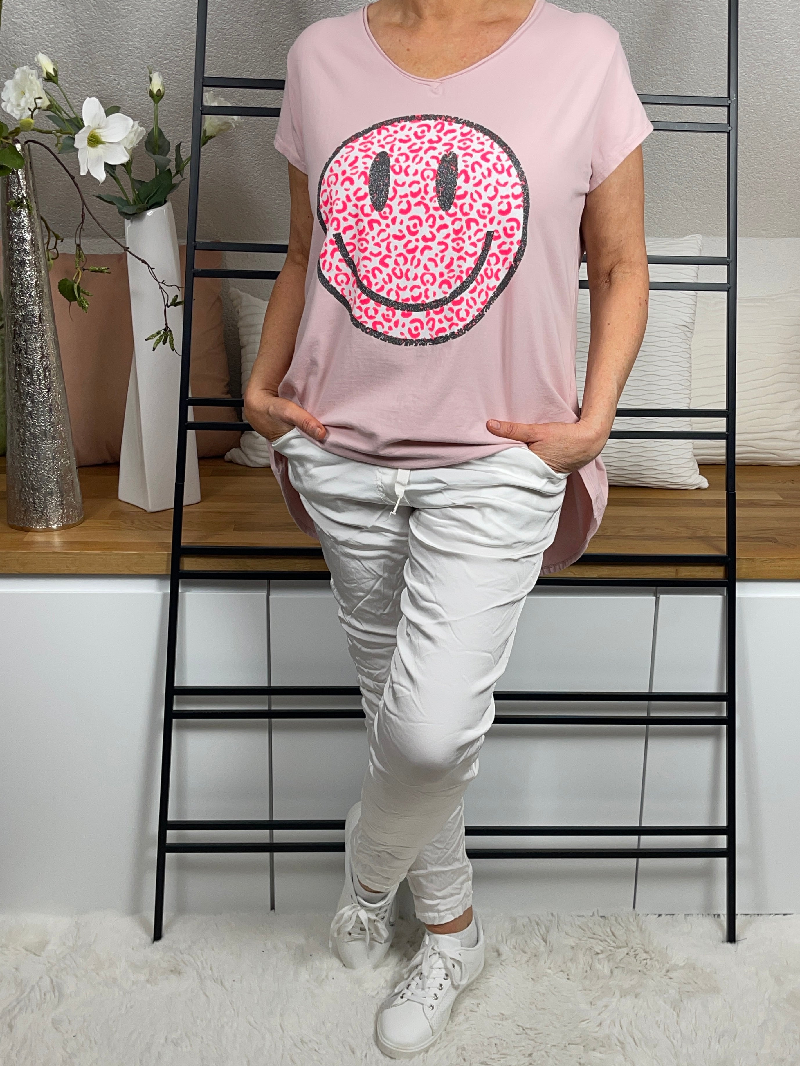 Damen - T - Shirt „Smile“ Einheitsgrösse Gr. 38 - 44 in 3 Farben